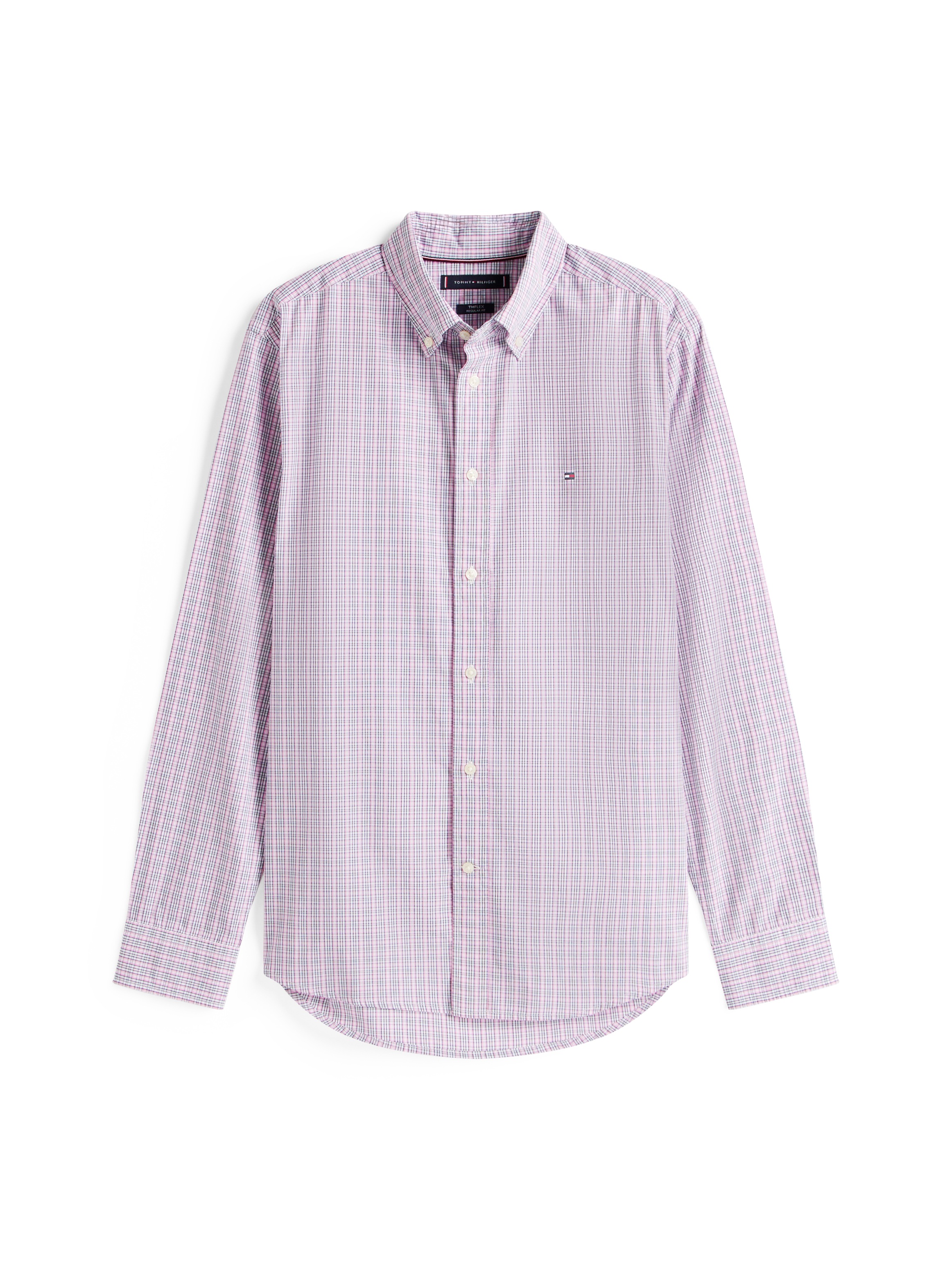 Tommy Hilfiger Langarmhemd »FLEX POPLIN SMALL TARTAN SHIRT«, regular fit, kleinkariert, Button-down-Kragen