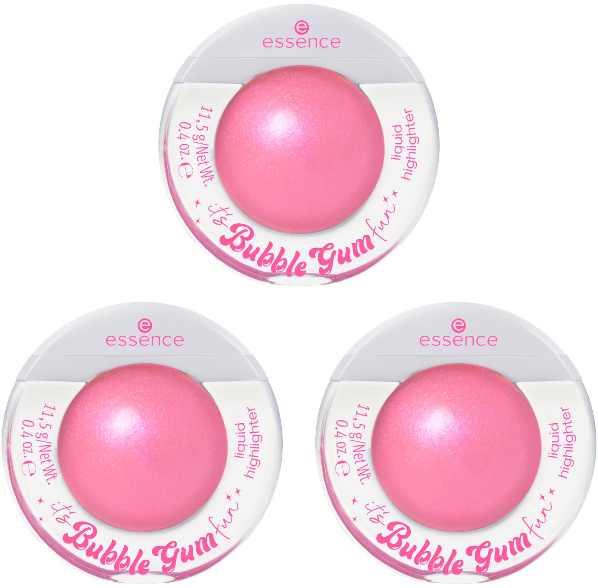 Essence Highlighter »it's Bubble Gum fun liquid highlighter«, (3er Pack)