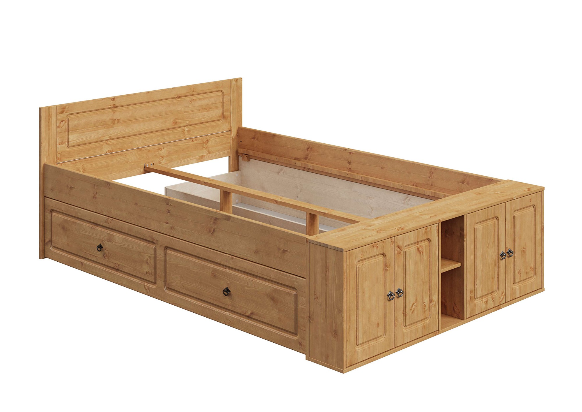 OTTO home Massivholzbett »Paula, Bett, Stauraumbett, Holzbett, Bettgestell« (B/T/H: 148,8/224,4/82 cm,  aus massiver Kiefer, extra viel Stauraum im Fußteil, FSC®-zertifiziert