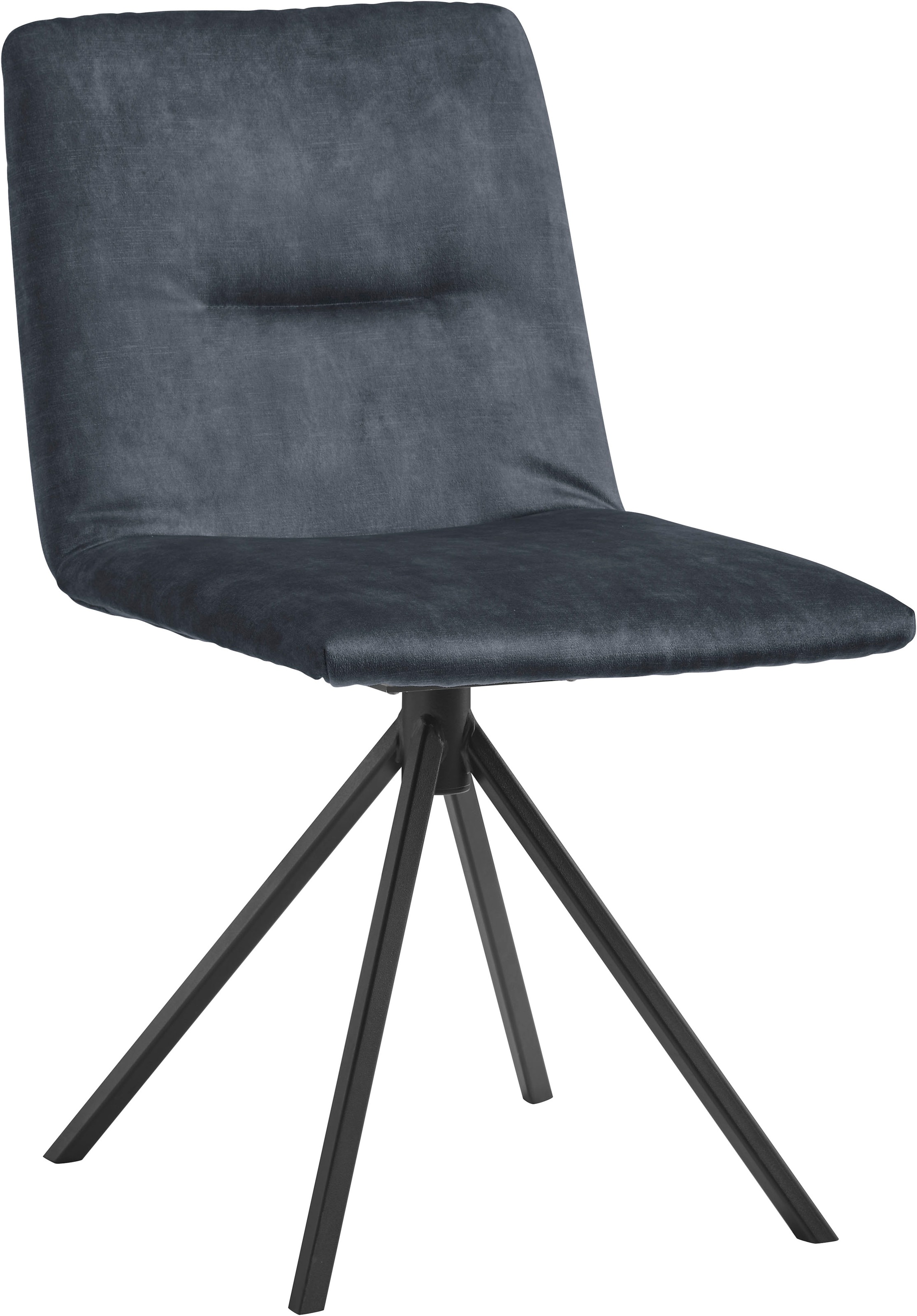 Polsterstuhl MUSTERRING "JustB SP500", blau (indigo), 1 Stk., Veloursstoff, nicht drehbar, Stühle, Polsterstuhl, ohne Armlehne, wahlweise mit Drehfunktion, Stativgestell in schwarz
