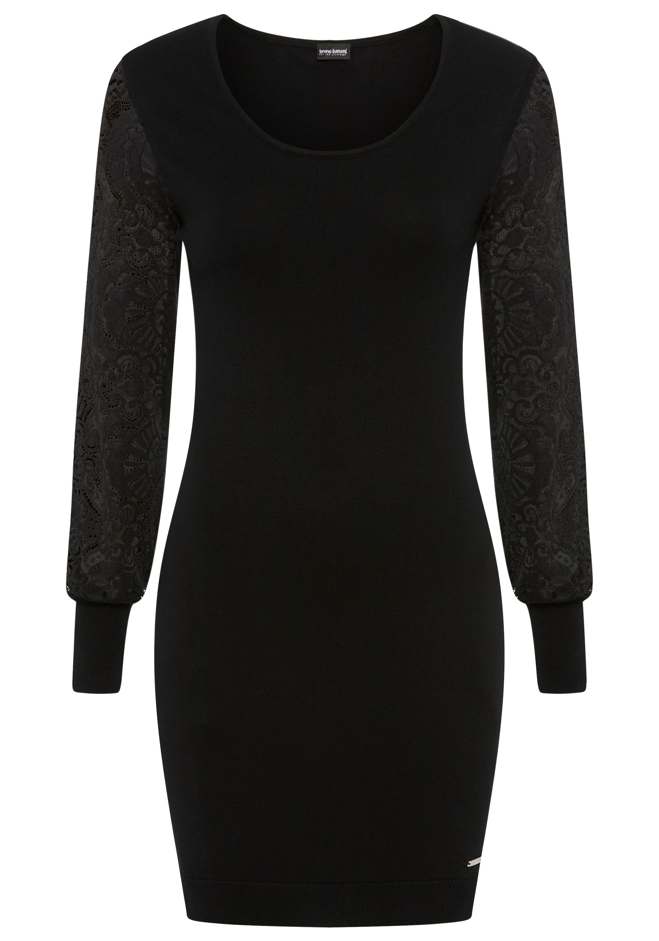 Bruno Banani Strickkleid, aus Feinstrick mit edlen Spitzenärmeln