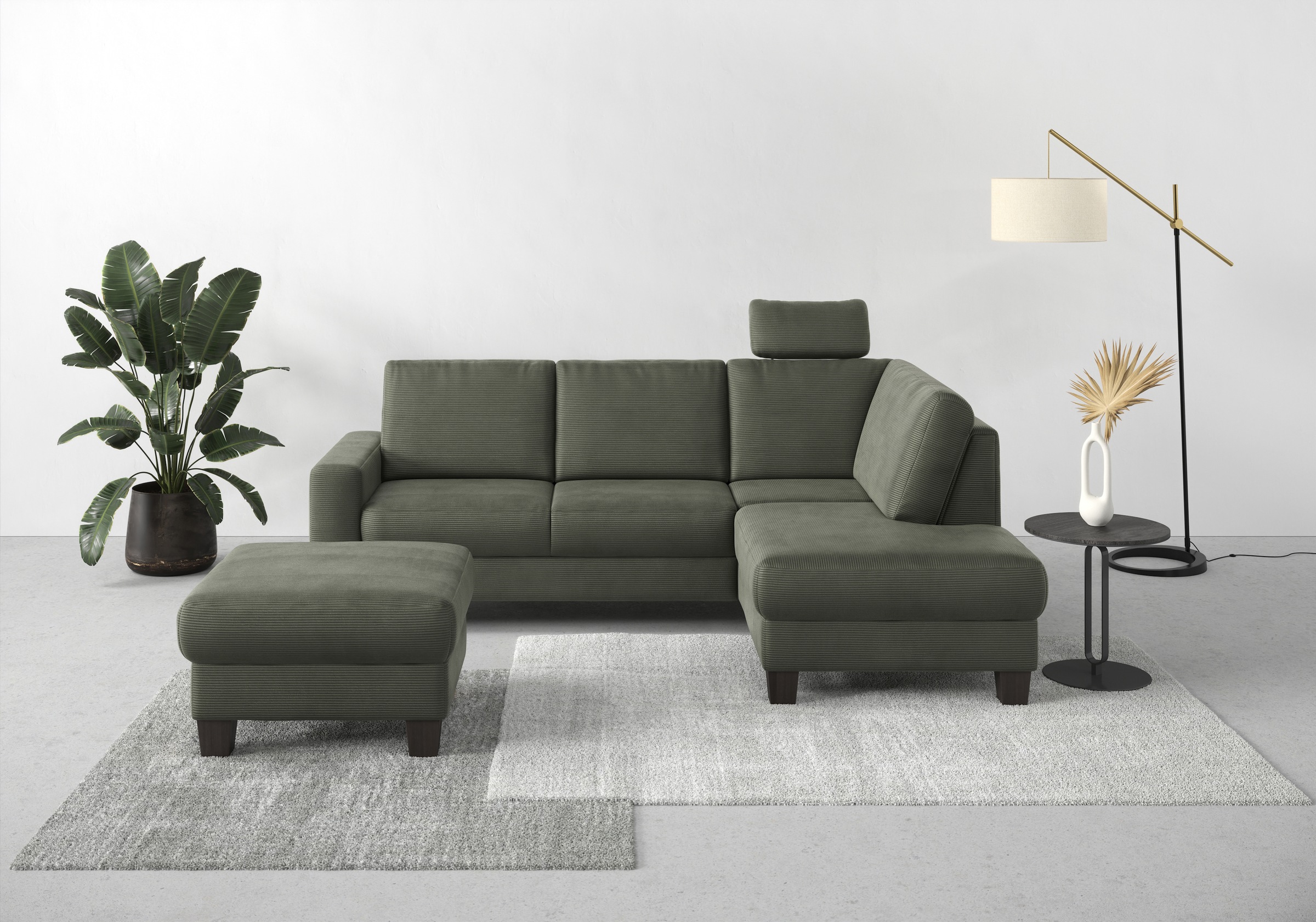 Home affaire Ecksofa »Summer L-Form«, mit Ottomane, mit oder ohne Bettfunktion und Bettkasten, Cord-Bezug