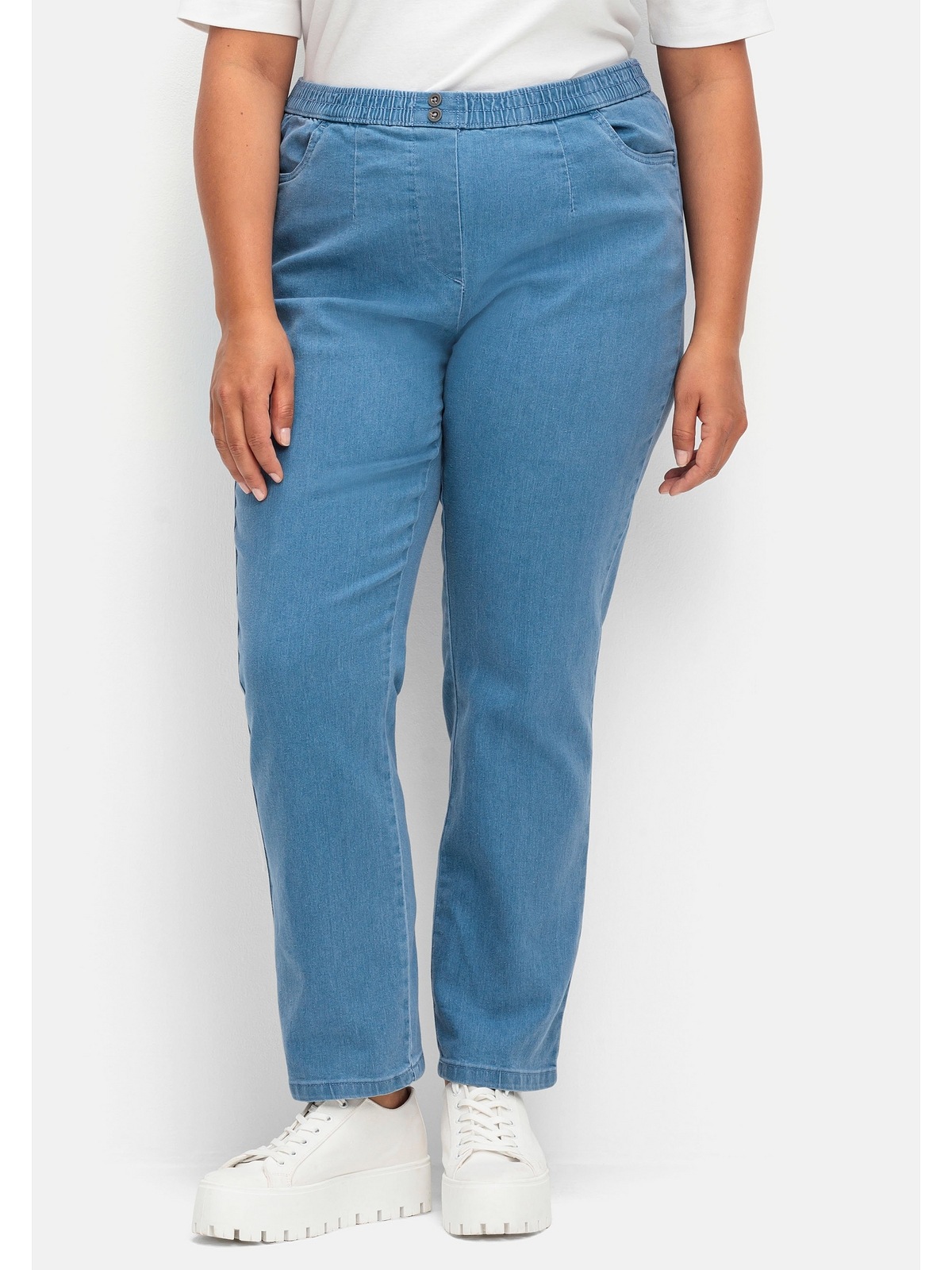 und Gerade Jeans online »Große | Größen«, Smokbund Sheego Used-Effekten bestellen BAUR mit