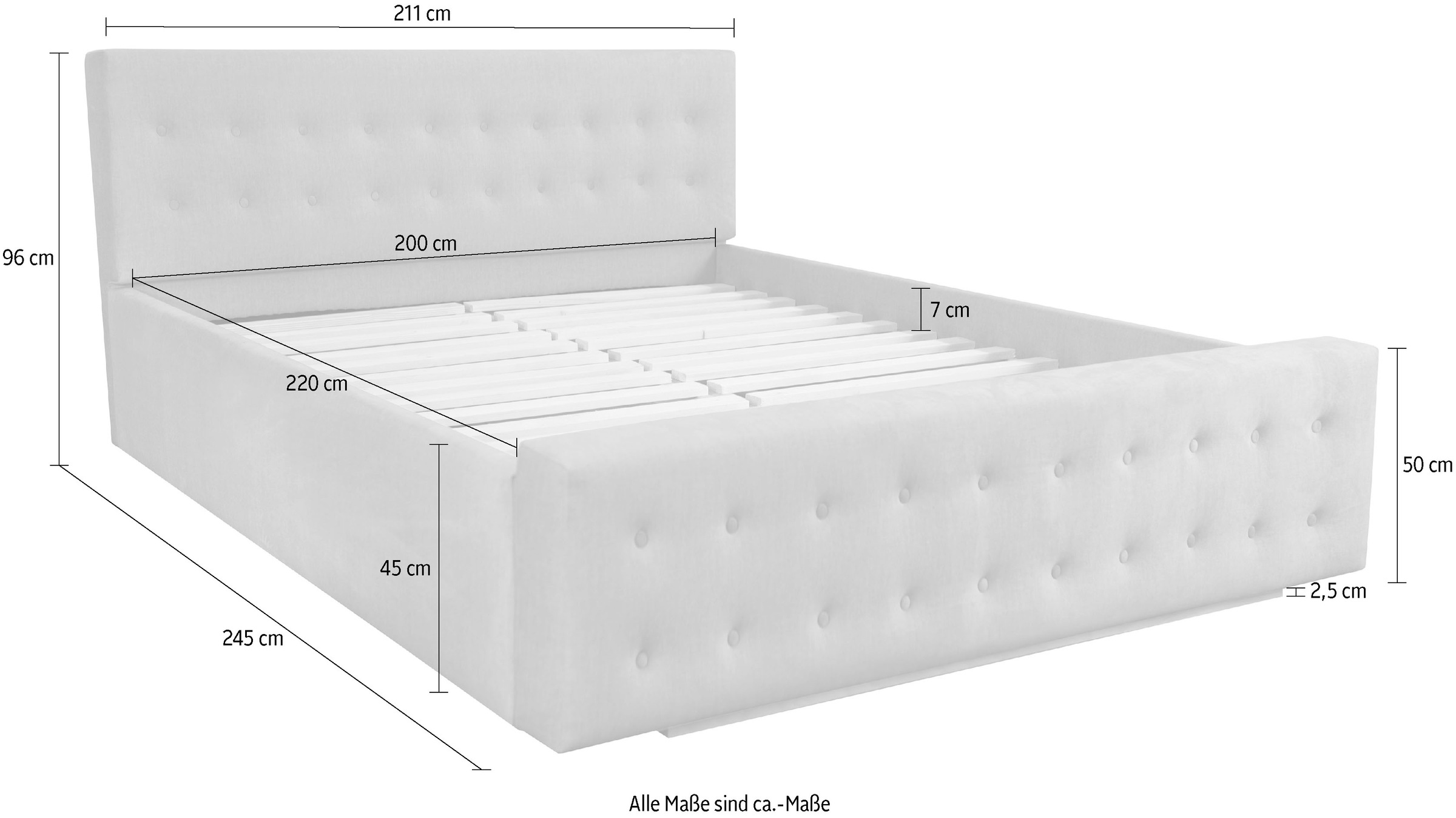 Home affaire Polsterbett »Vaine«, in 5 Breiten, auch in Länge 220 cm, incl. Roll-Lattenrost