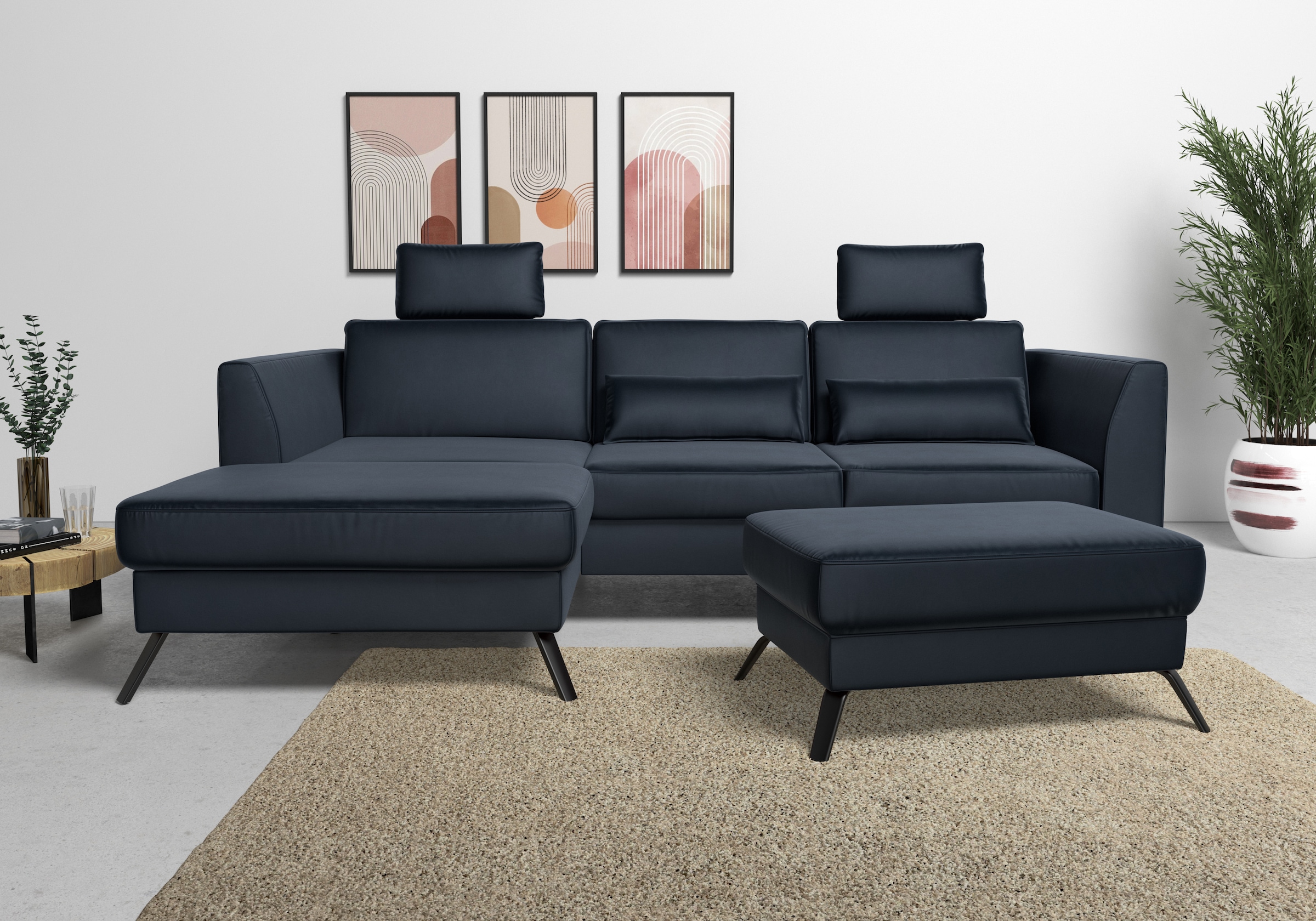 sit&more Ecksofa "Olsen L-Form" inklusive Sitztiefenverstellung, optional Schlaffunktion, 15cm hoch