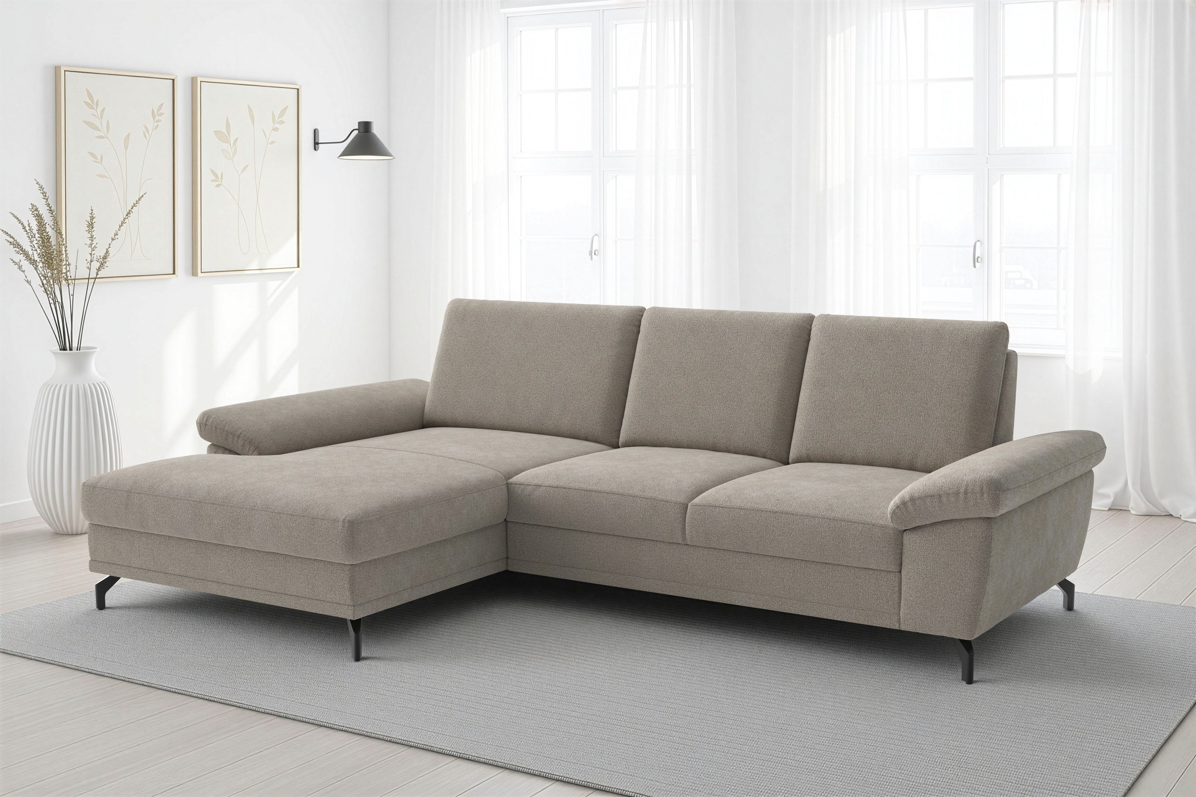 sit&more Ecksofa "Chelsea L-Form, B: 264 cm, Armteil- & Sitztiefenverstellung" optional Schlaffunktion und Bettkasten