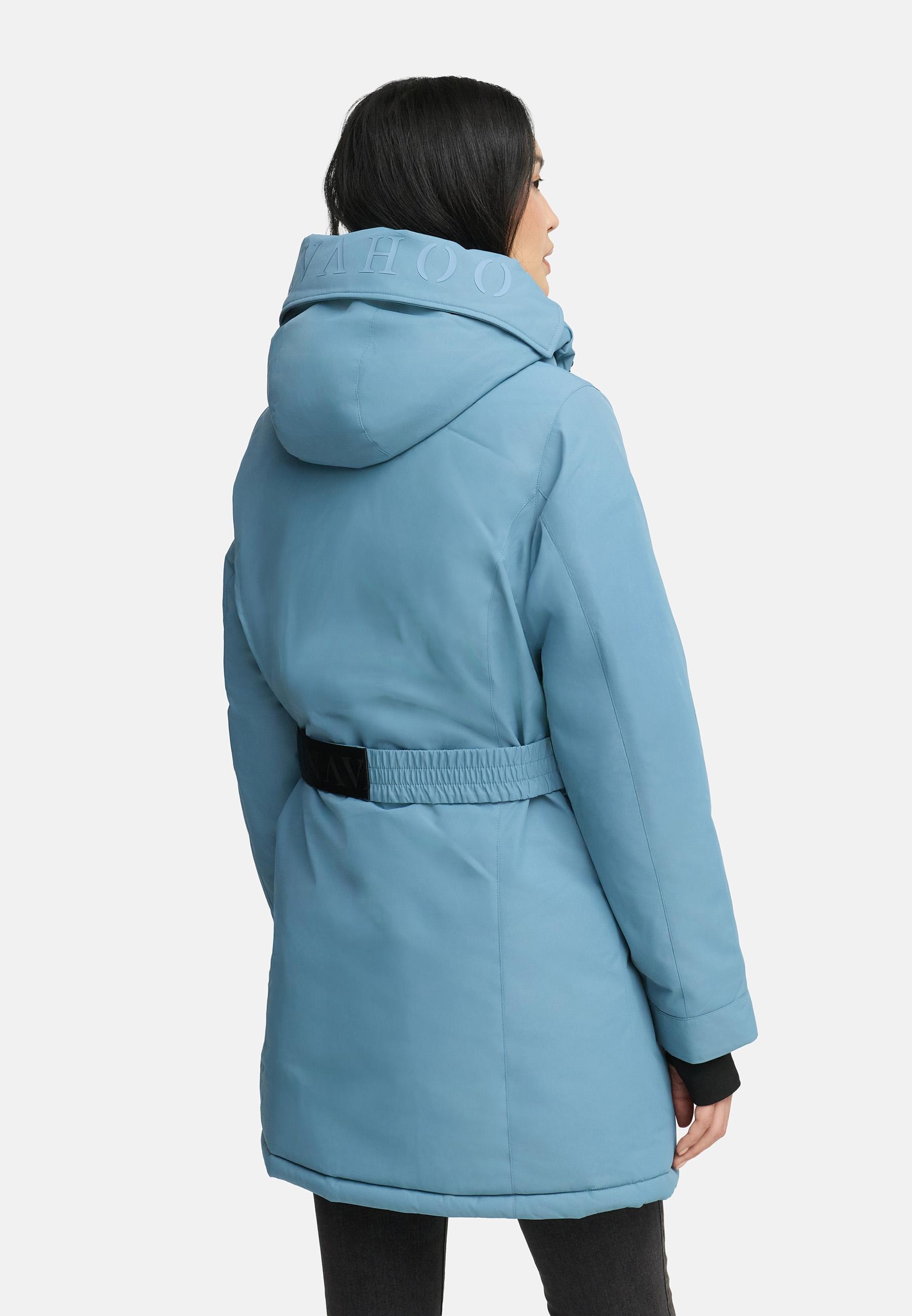 Navahoo Wintermantel »Frostkuss 14«, Warmer Damen Mantel mit abnehmbarer Kapuze und Taillengürtel