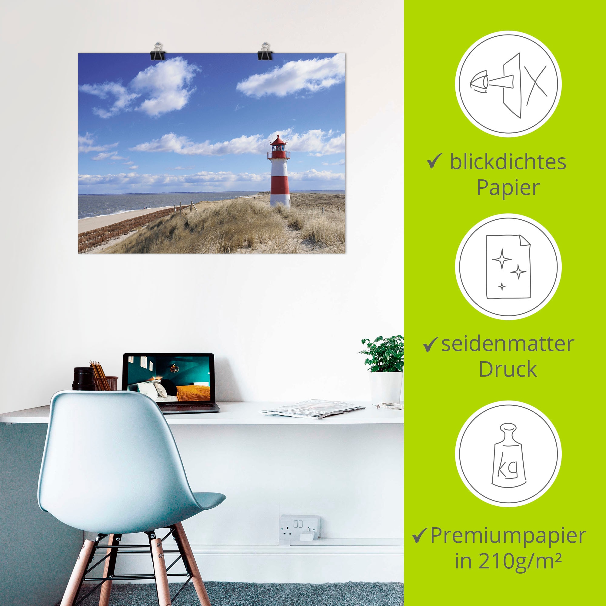 Artland Leinwandbild »Leuchtturm Sylt«, Gebäude, (1 St.), auf Keilrahmen gespannt
