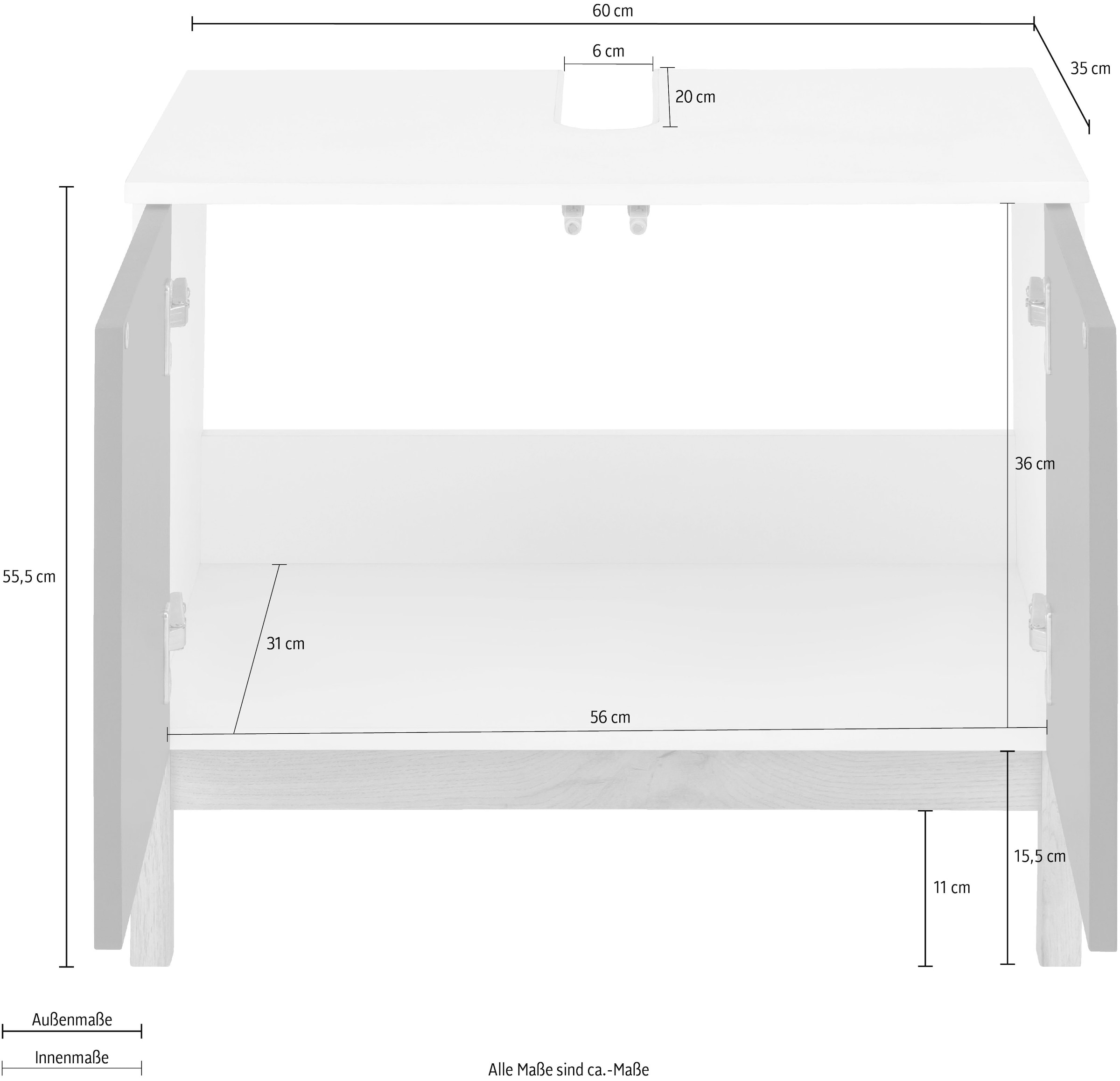 andas Waschbeckenunterschrank »Stian«, mit 2 Türen und Siphonausschnitt, Breite  60 cm, Höhe 55,5 cm bestellen | BAUR