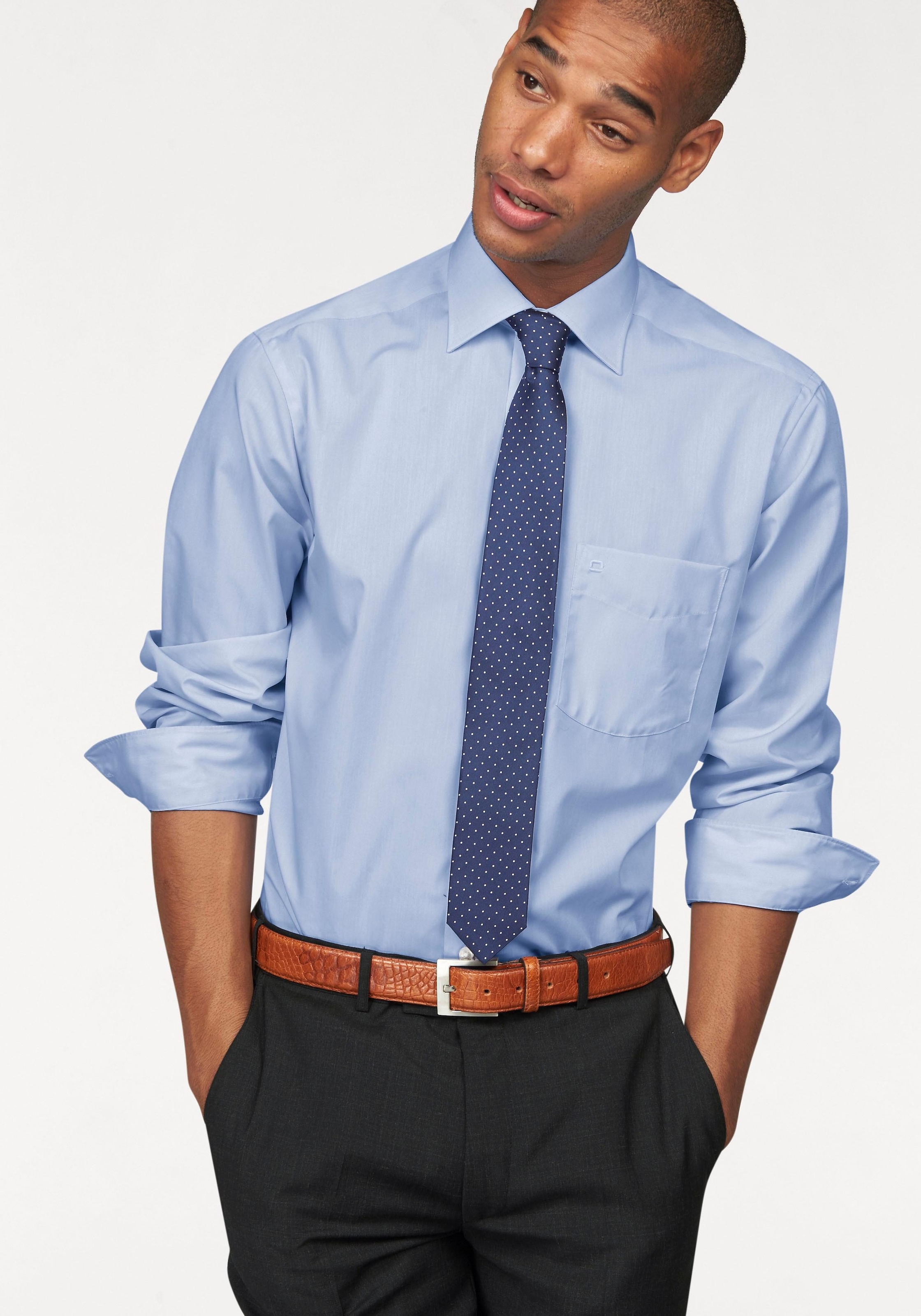 OLYMP Businesshemd mit Ärmel, bügelfrei, | fit«, extra Brusttasche, bestellen lange ▷ modern »Luxor unifarben BAUR