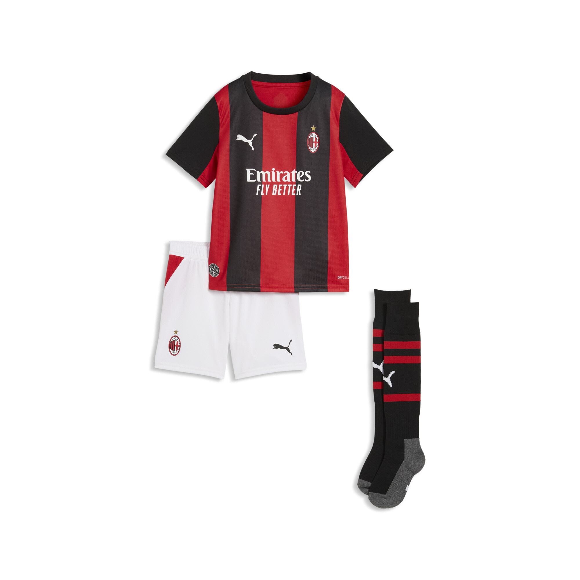 PUMA Kinder Trainingsanzug "AC Milan 26/27 Heimtrikot Mini-Kit Kinder", rot, Gr. 110, Obermaterial: 100% Polyester. Rippe: 100% Polyester. Einsatz:
