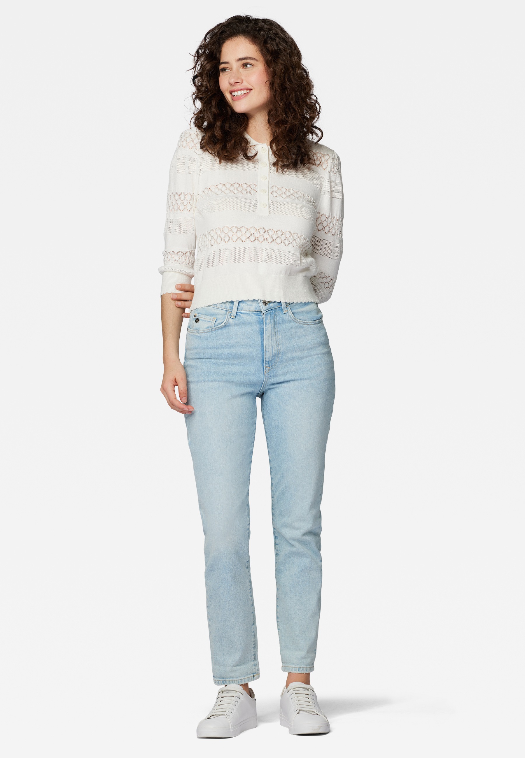 Mavi 3/4-Arm-Shirt »SWEATER« Lochstrick Langarmshirt