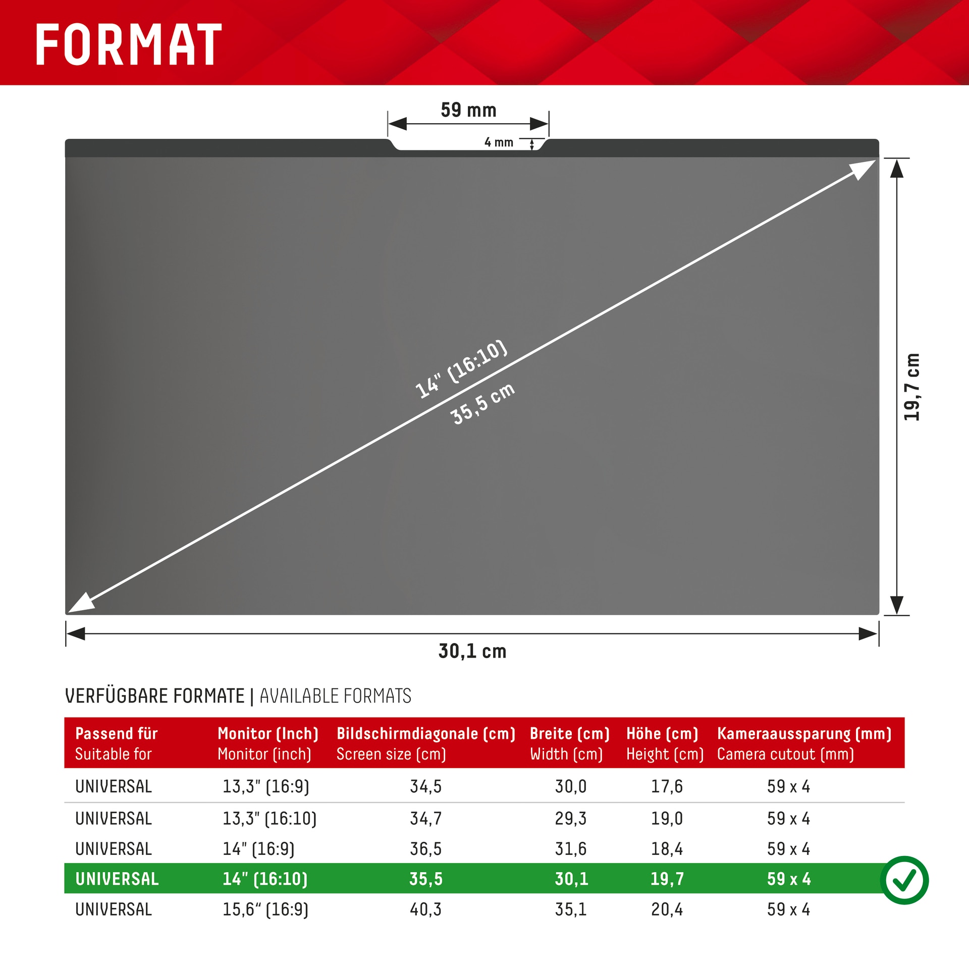 Displex Displayschutzfolie »Privacy Safe Universal (magnetisch) 14 Zoll 16:10«, Displayschutz, Schutzfolie, Bildschirmschutz, kratz- & stoßfest
