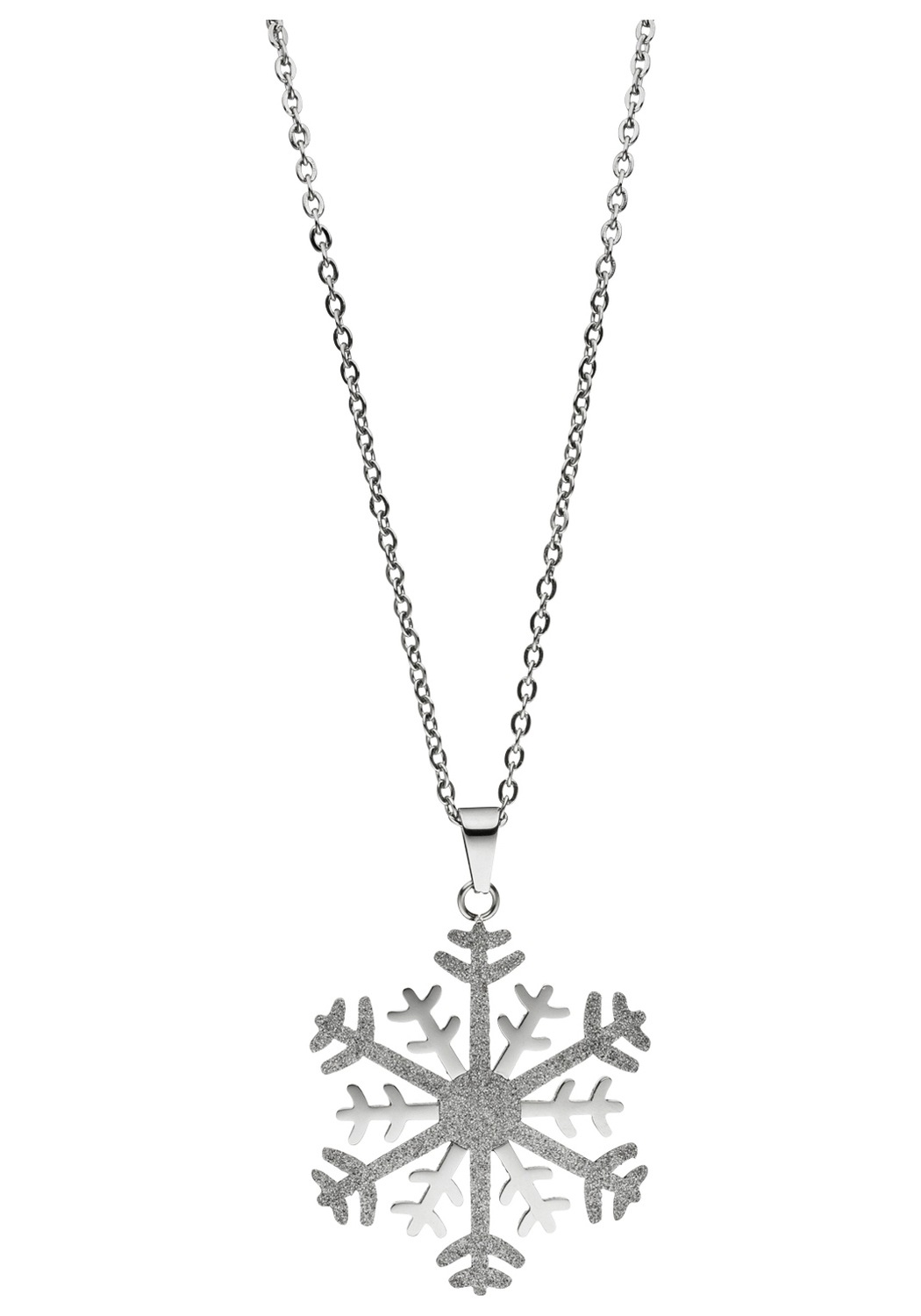 JOBO Kette mit Anhänger »Schneeflocke«, Edelstahl bicolor 42 cm 46 cm