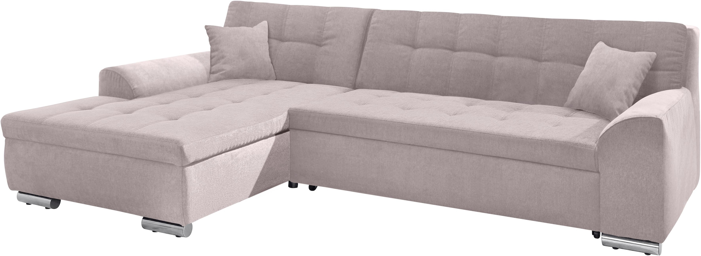 DOMO collection Ecksofa »Aversa, moderne Steppung im Sitz und Rücken, geschwungene Armlehnen,«, L-Form, wahlweise mit Bettfunktion
