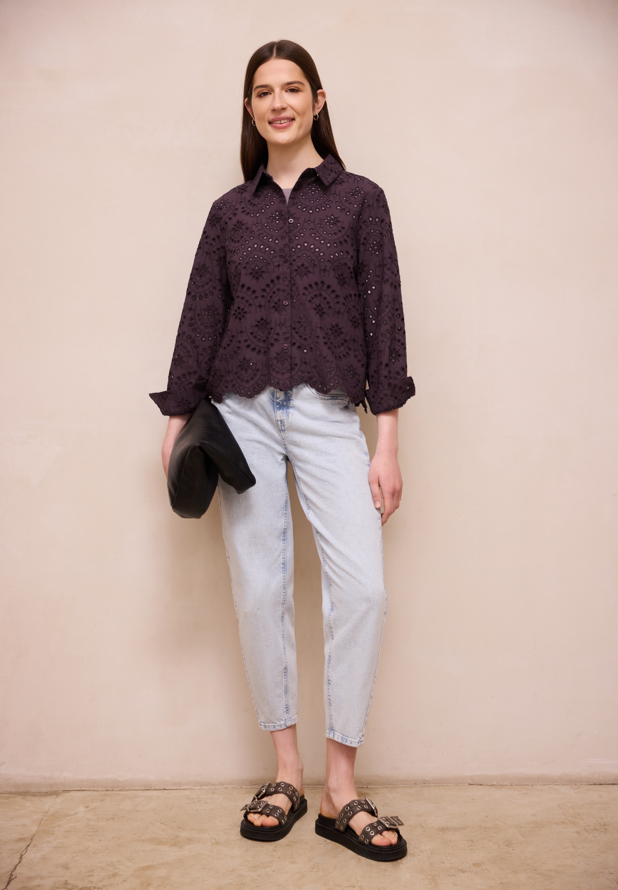 STREET ONE STUDIO Langarmbluse aus reiner Baumwolle