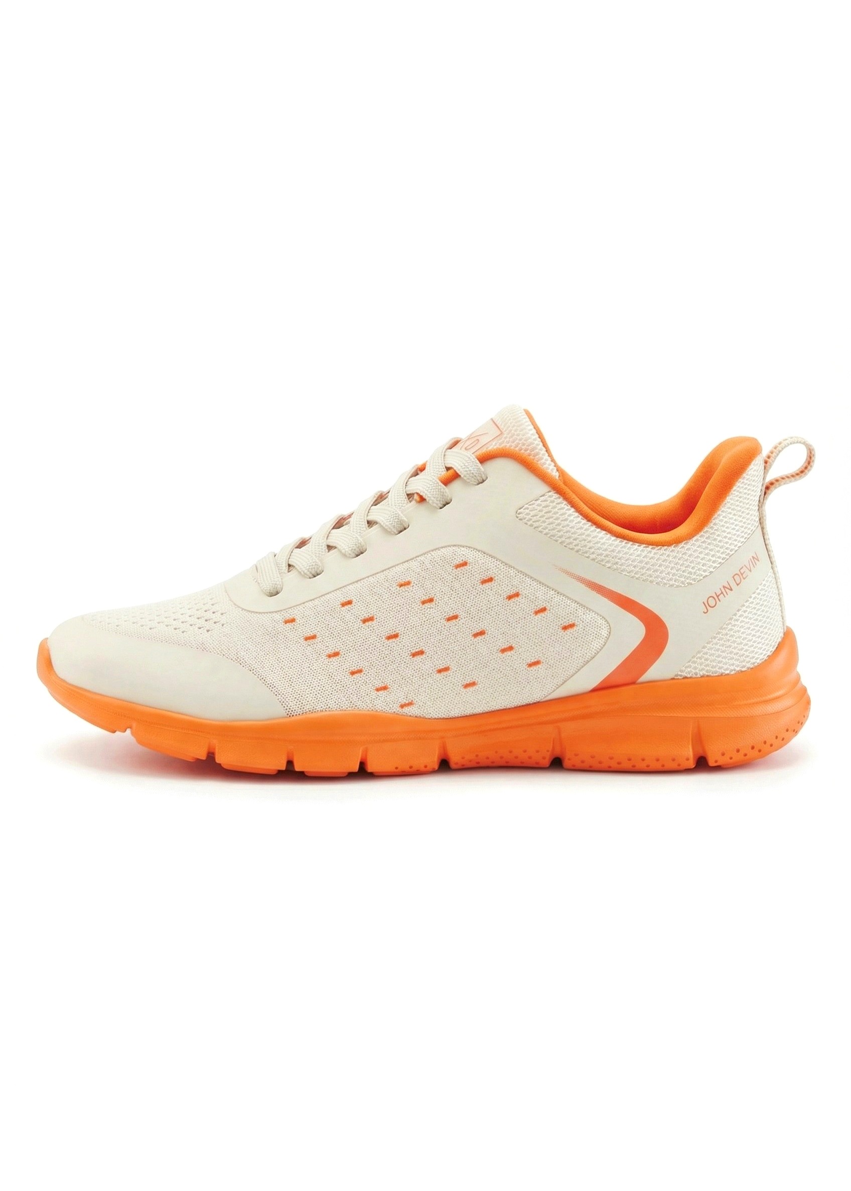 Sneaker JOHN DEVIN "Schnürschuh, Freizeitschuhe, Schnürhalbschuhe, Halbschuh, Turnschuh", Herren, Gr. 44, beige, orange, Obermaterial: 80% Textilmaterial, 20% Lederimitat. Decksohle: 100% Textilmaterial. Futter: 100% Textilmaterial. Laufsohle: 100% Synthe 3