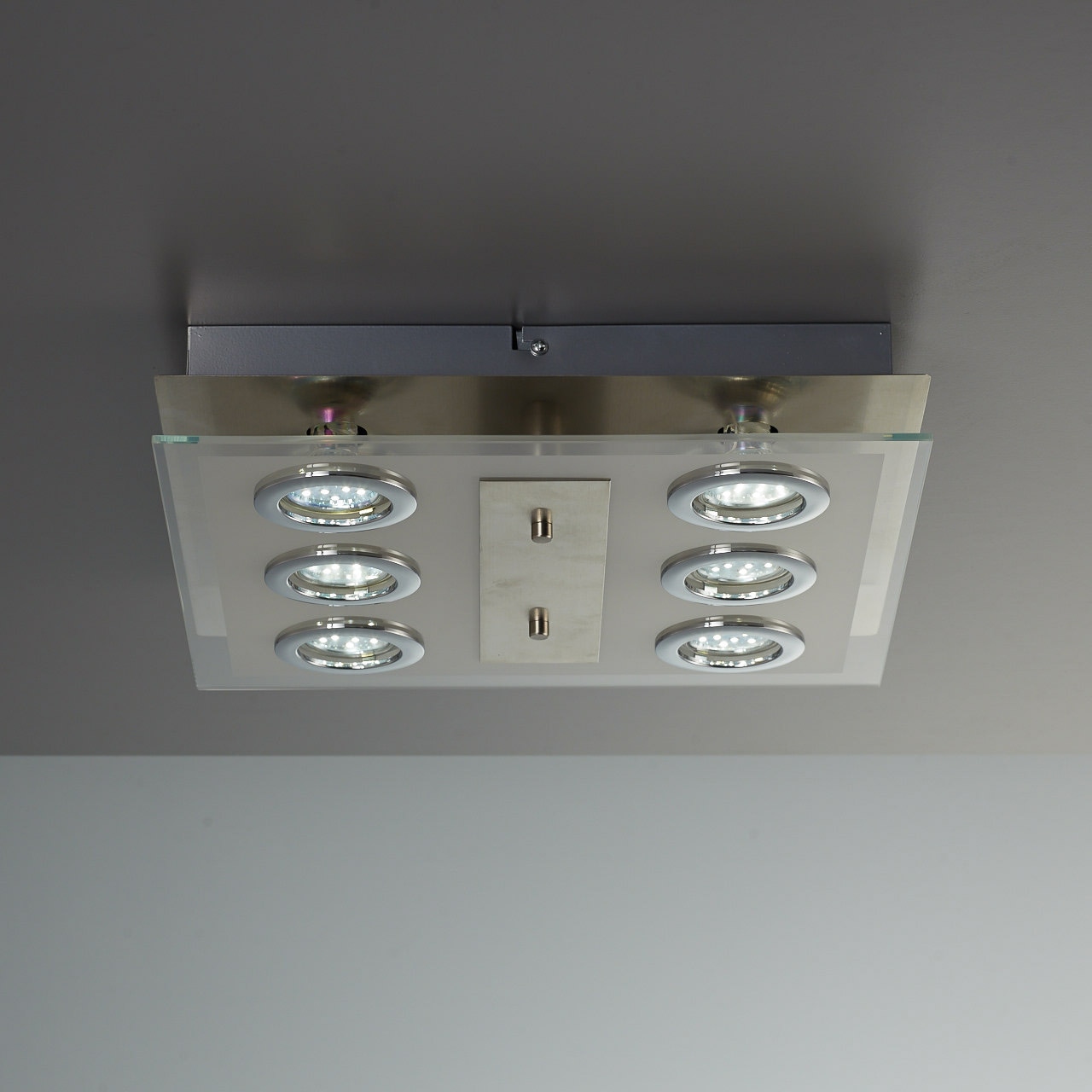 B.K.Licht LED Deckenleuchte »Dorado«, 6 flammig-flammig, LED Deckenlampe Schlafzimmer Metall Glas eckig inkl. 3W 250lm GU10