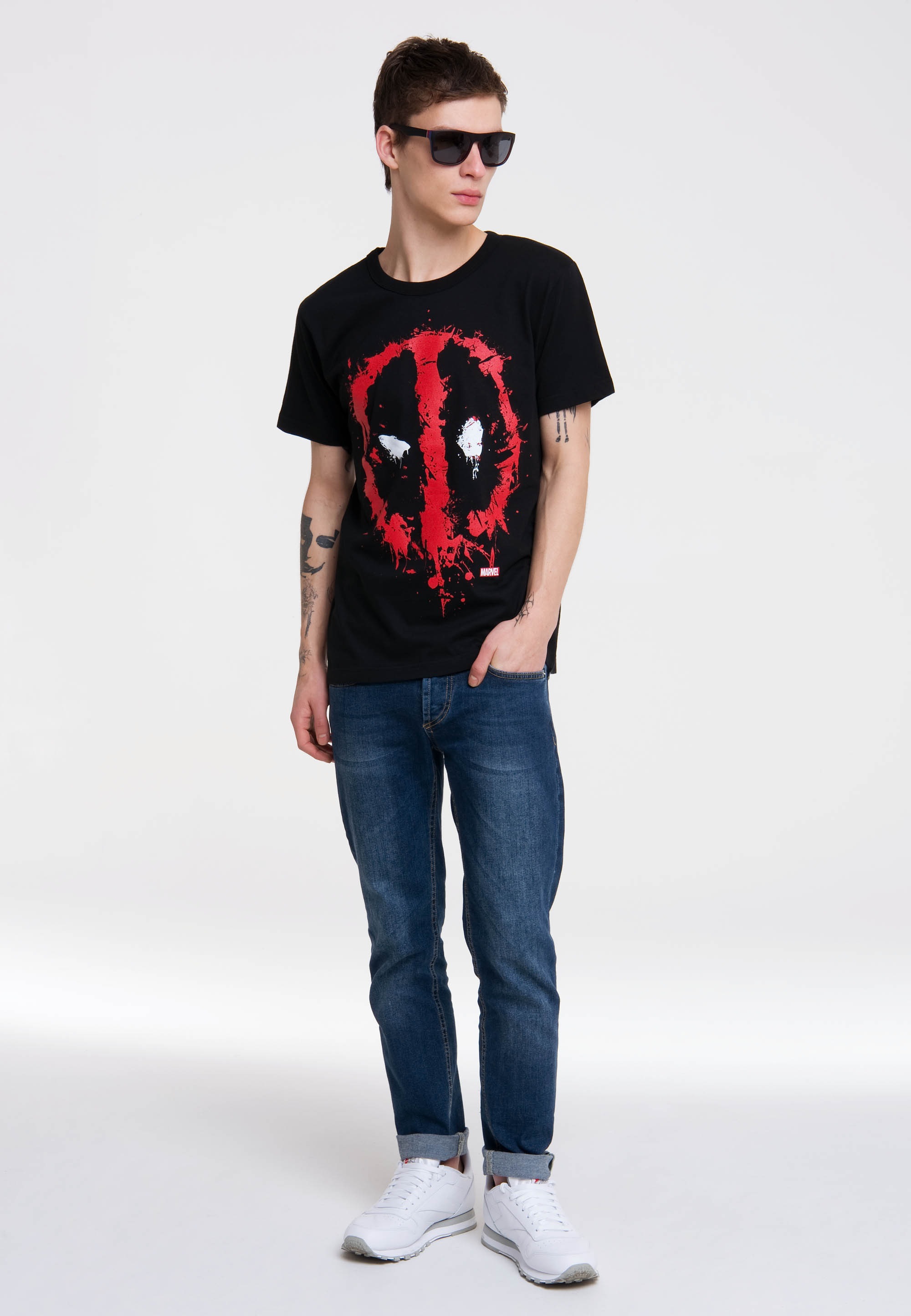 LOGOSHIRT T-Shirt »Marvel Deadpool Face«, mit coolem Print