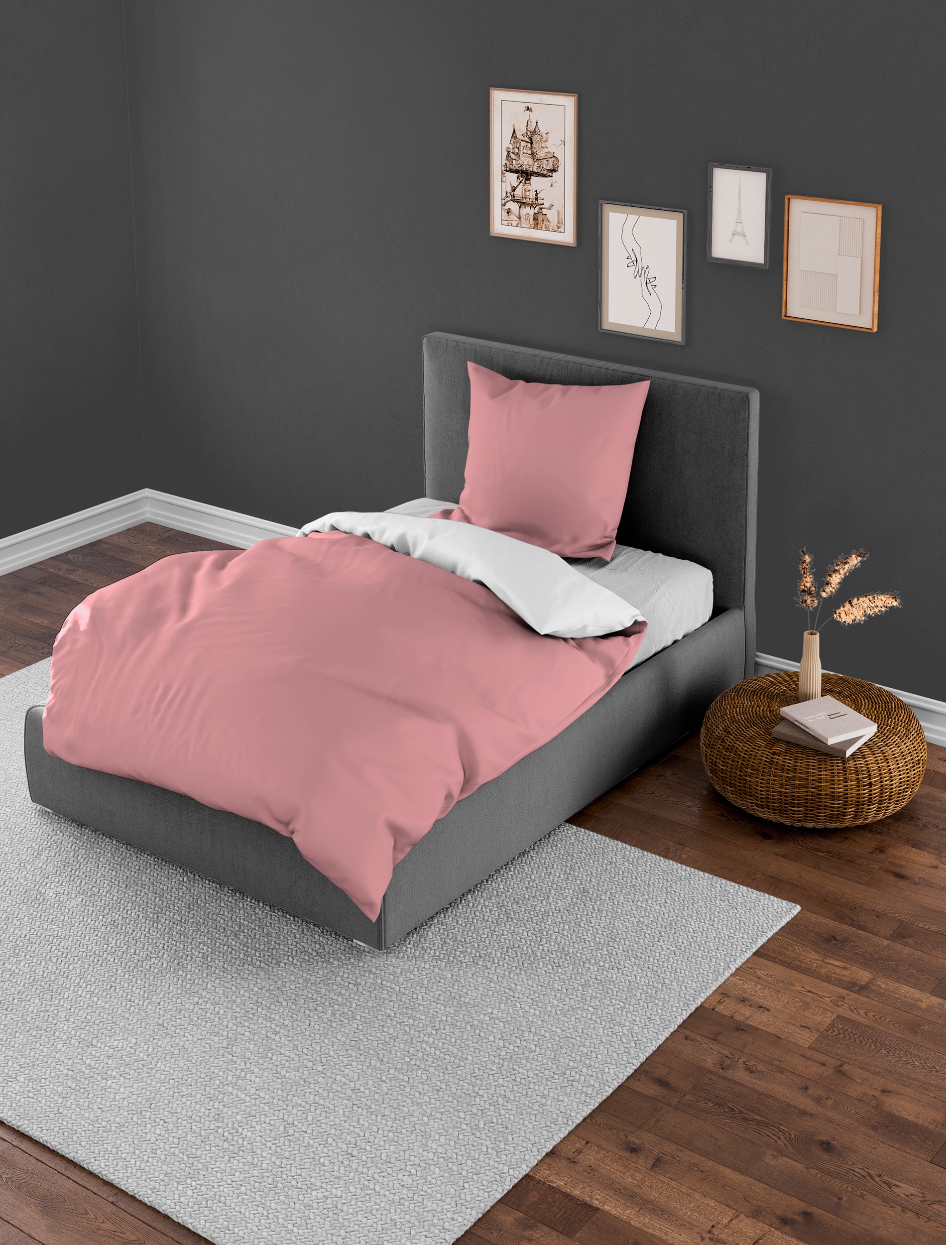 BIERBAUM Wendebettwäsche "Modern Uni in Gr. 135x200 oder 155x220 cm" 2 Stk. günstig online kaufen