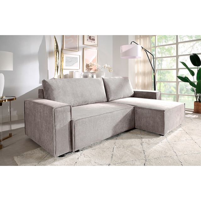 ATLANTIC home collection Schlafsofa »NORMAN«, mit Cordbezug, Bettkasten und  Recamiere rechts oder links montierbar | BAUR