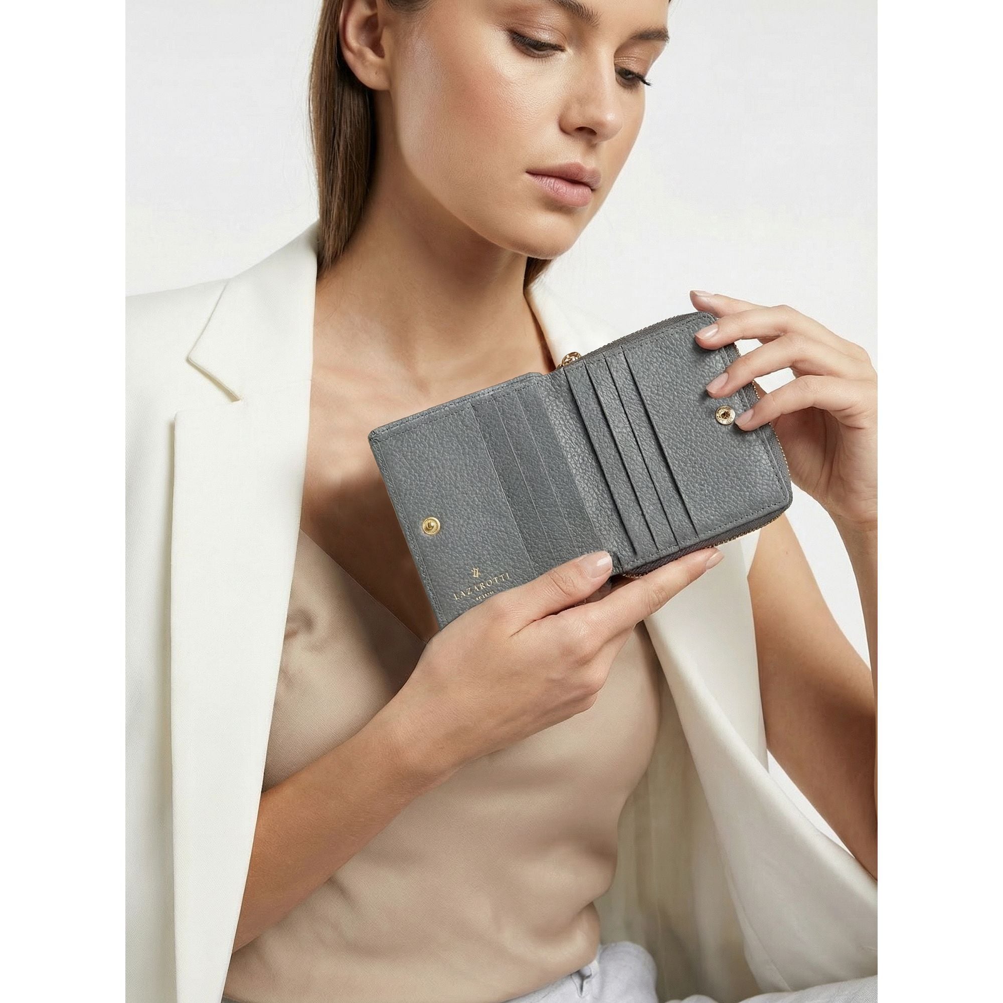 Lazarotti Geldbörse »Bologna Leather Medium Zip-Around Geldbörse Leder 10 cm«