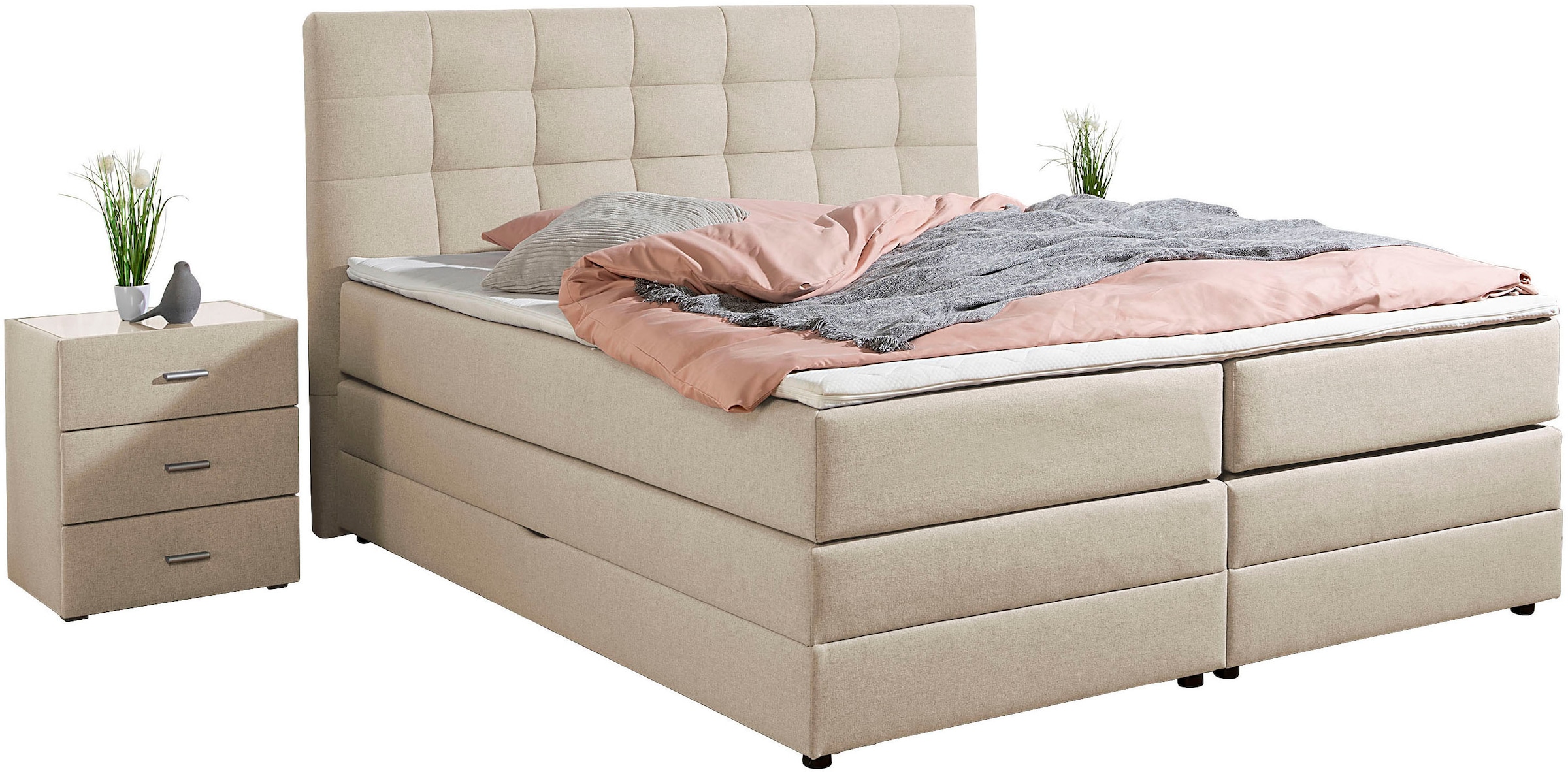 Home affaire Boxspringbett "Ethan" inkl. Topper und geräumigen Bettkasten e günstig online kaufen