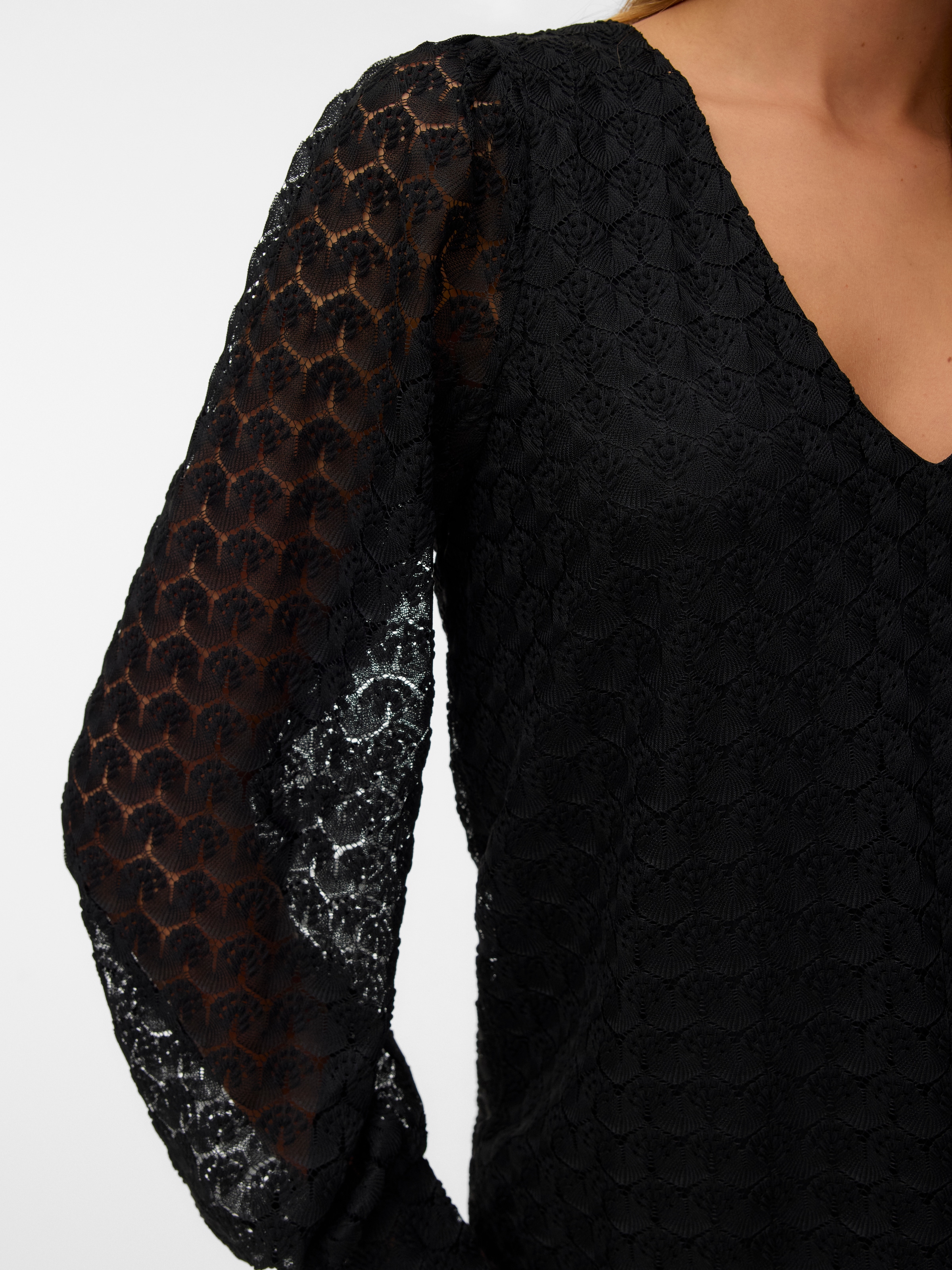 Vero Moda Langarmshirt »VMBECCA LS V-NECK LACE TOP JRS NOOS«