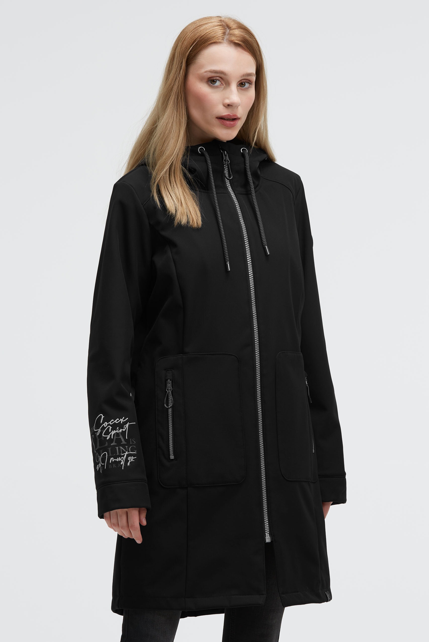 SOCCX Softshelljacke mit Kapuze mit Windfangleiste günstig online kaufen