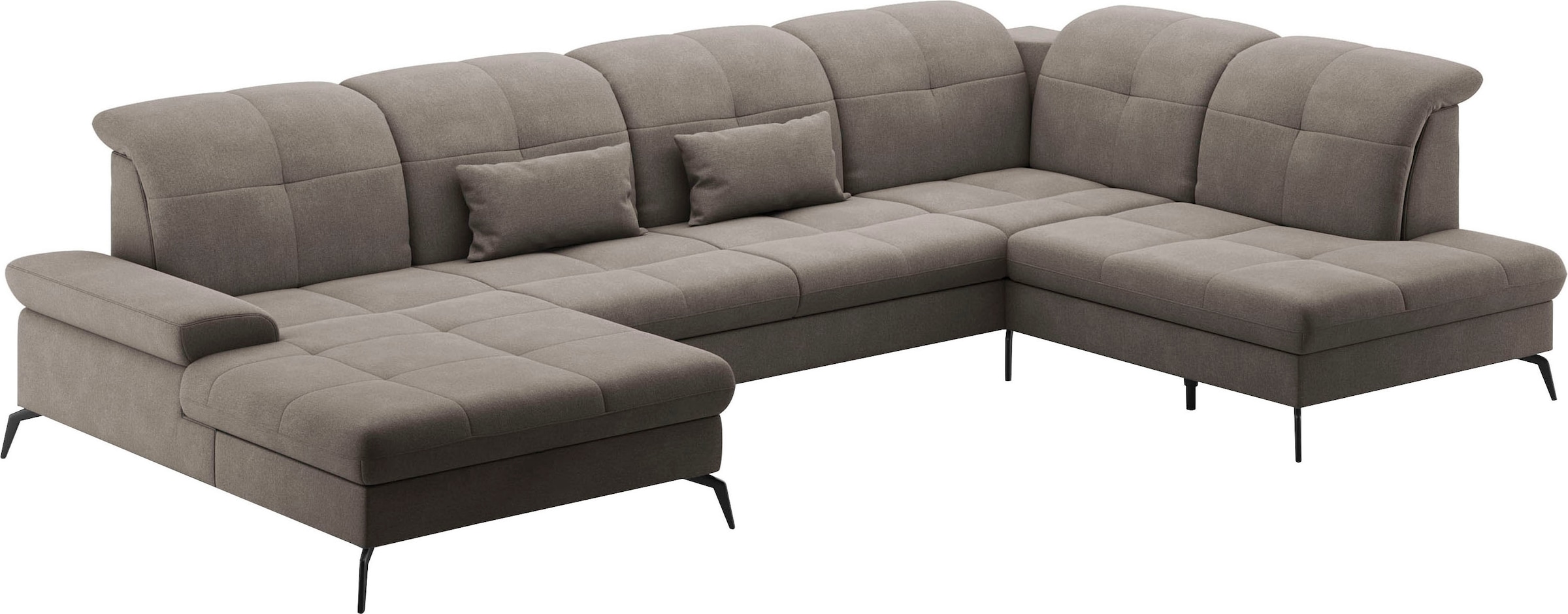 sit&more Wohnlandschaft »Amica, U-Form, inkl. Sitztiefenverstellung und Armteilverstellung«, wahlweise mit Kopfteilverstellung, Bettfunktion und Bettkasten
