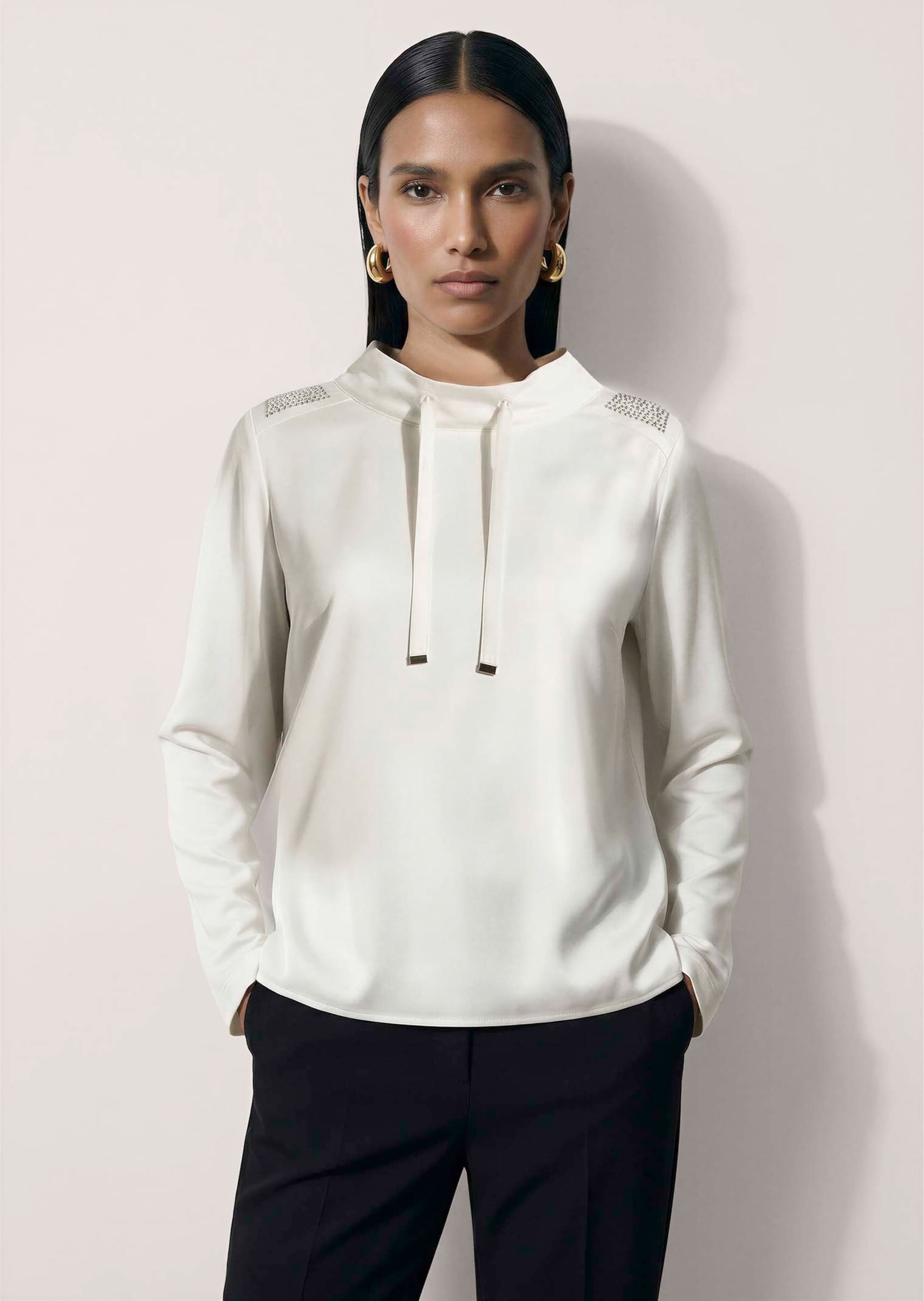 MADELEINE Langarmshirt »Shirt Satin-Shirt mit Stehkragen«