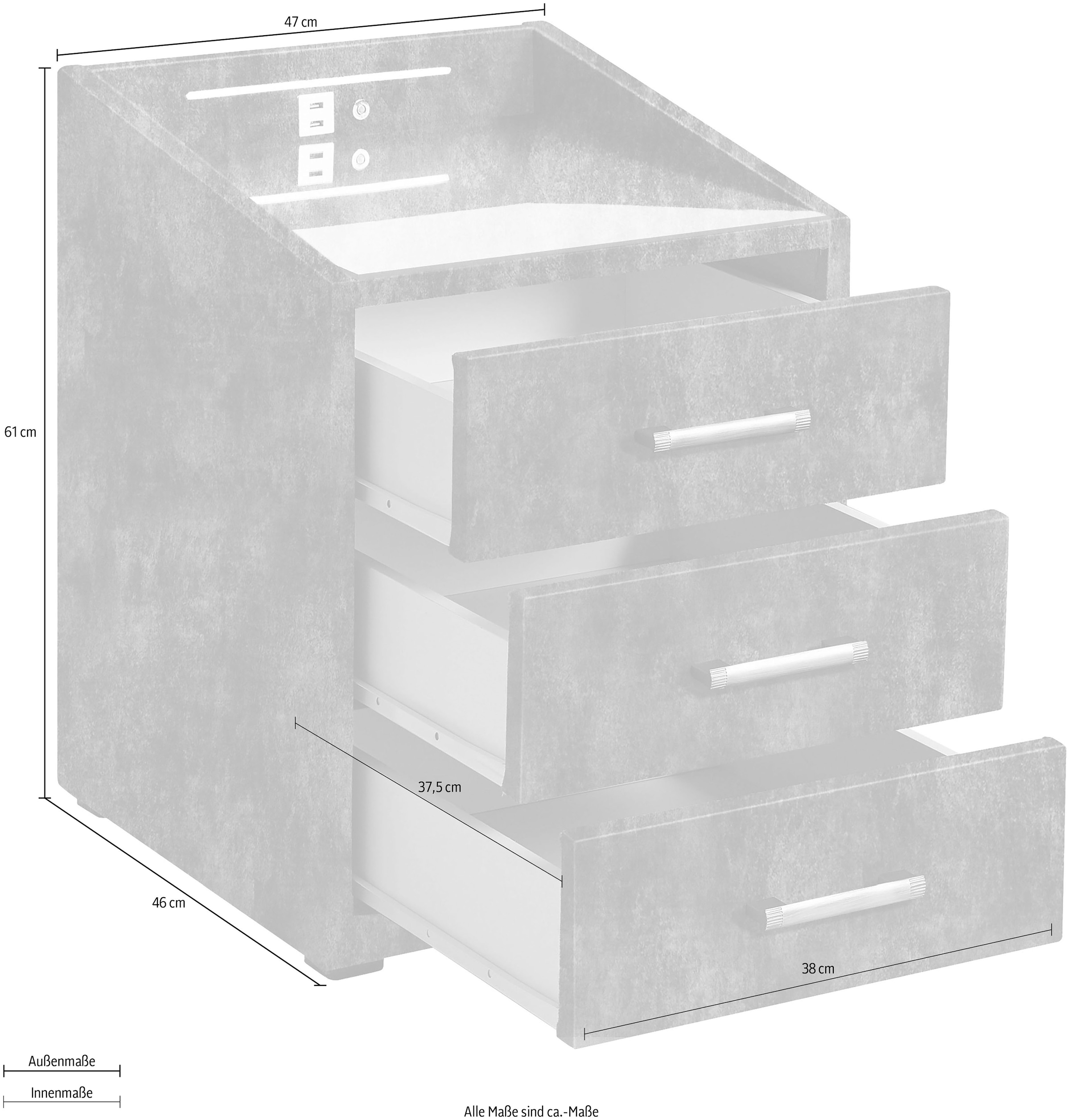 ED EXCITING DESIGN Nachtkonsole »Moon« mit LED-Beleuchtung und USB-Anschluss & USB-C-Anschluss