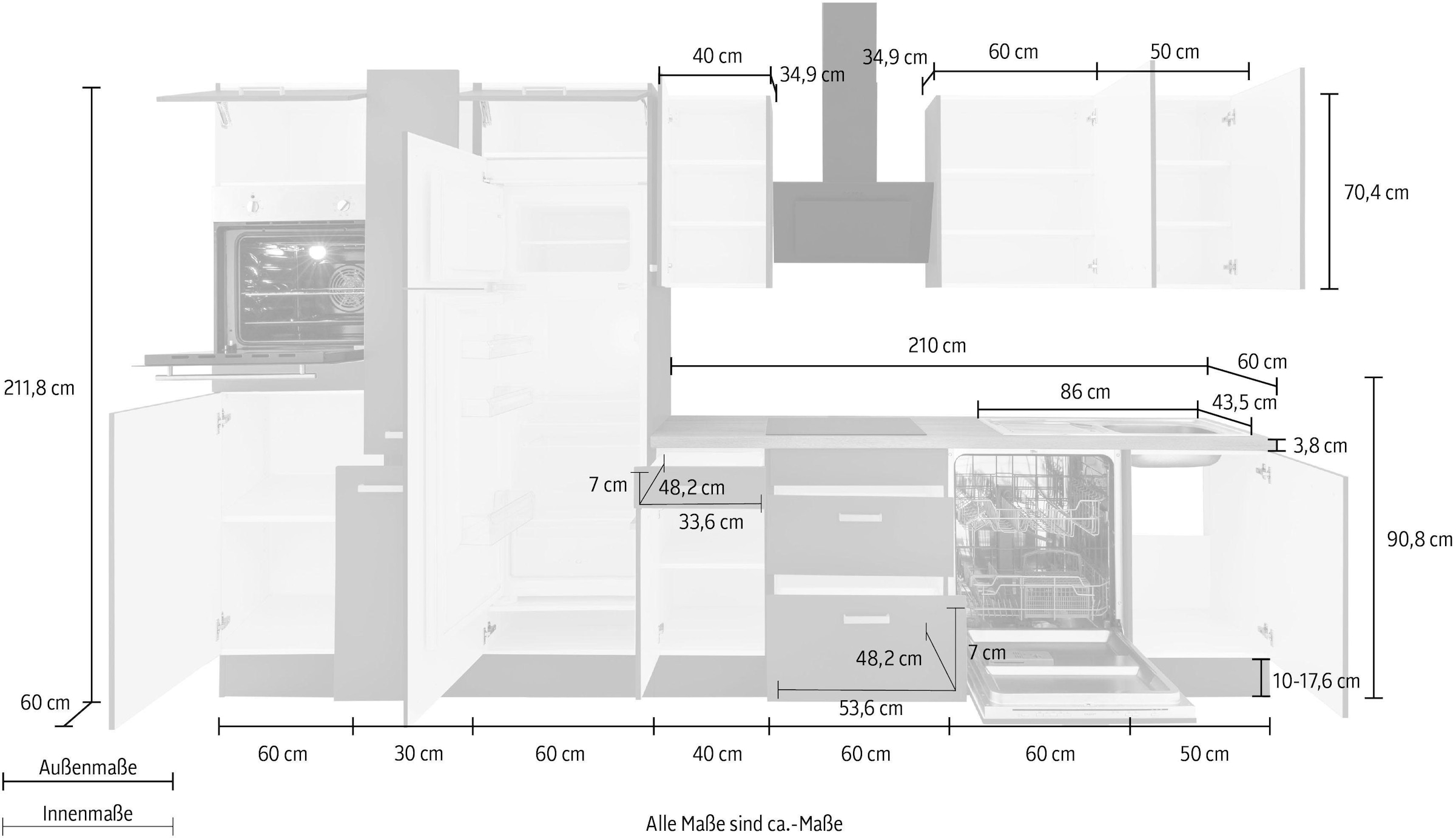 OPTIFIT Küchenzeile »Parma«, ohne E-Geräte, Breite 360 cm