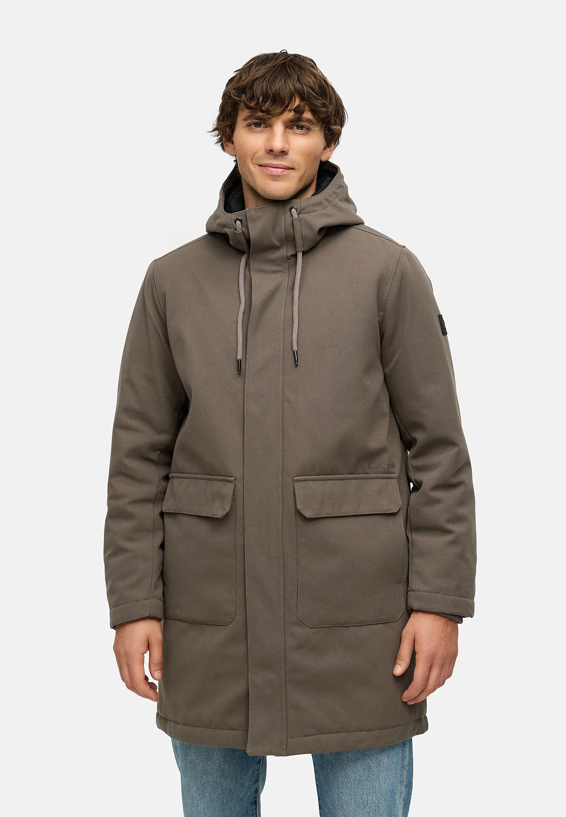 Ragwear Wintermantel »Mr Them Long« lange wasserdichte Herren Winterjacke mit Kapuze