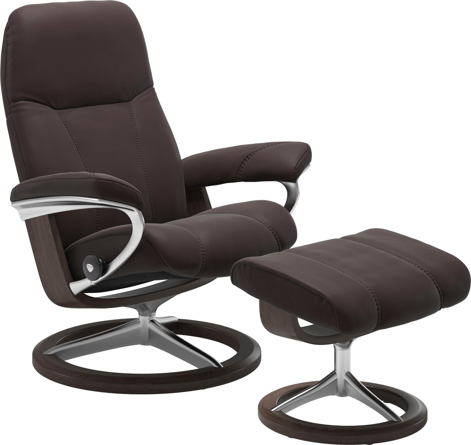 Stressless Relaxsessel "Consul" Set, Relaxsessel mit Hocker, mit Hocker, mit Signature Base, Größe S, Gestell Wenge