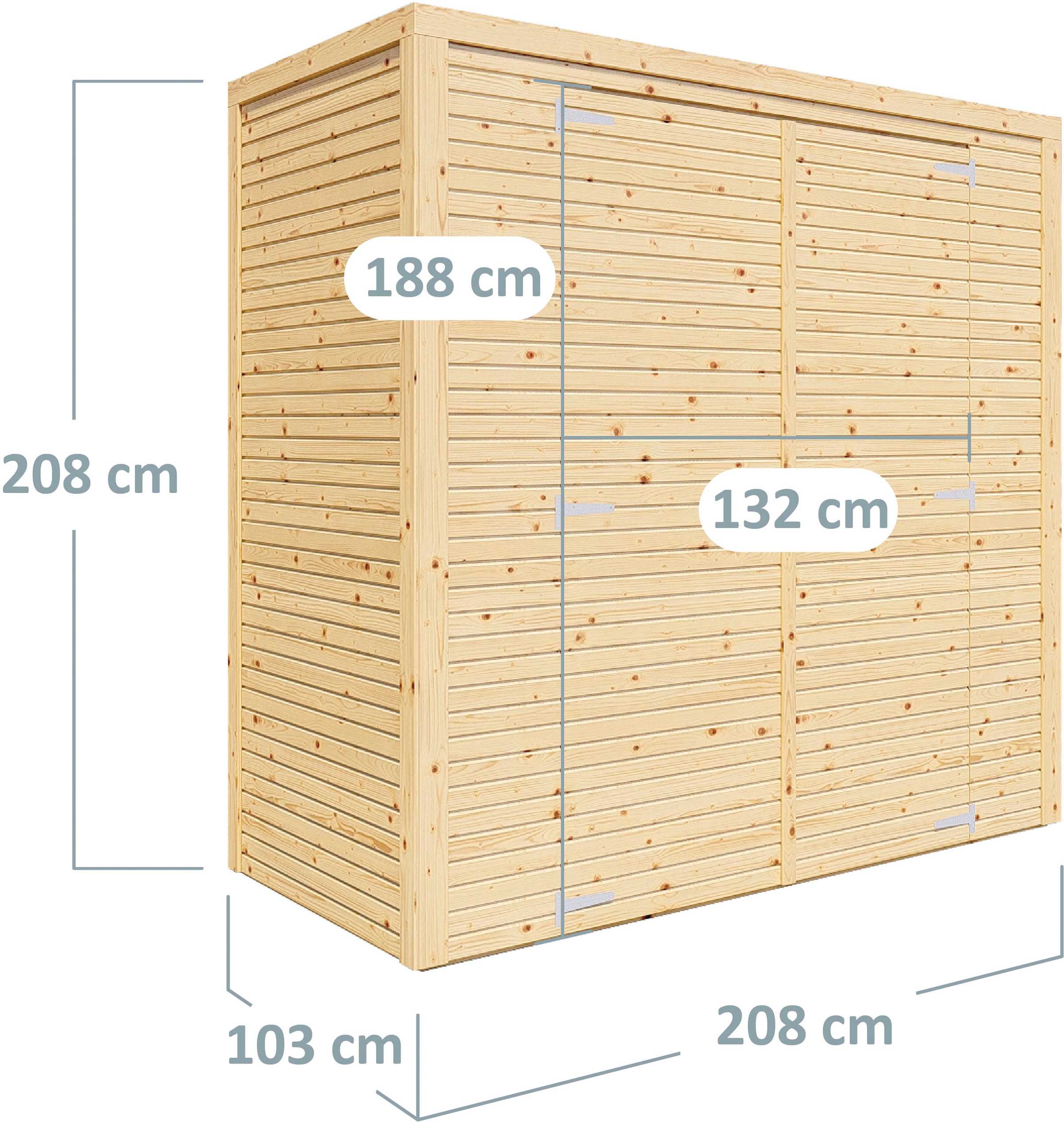 BERTILO Gerätehaus »Box 1, in verschiedenen Farben«, Hohe Doppeltür, hohe Wände – mehr Raum