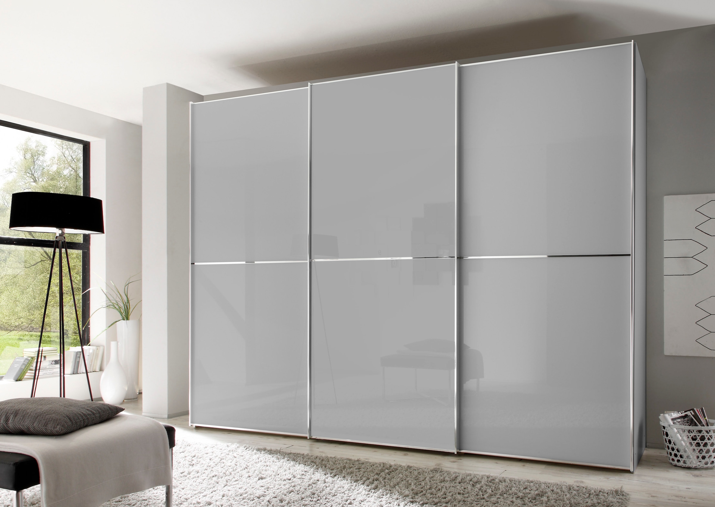 STAUD Schwebetürenschrank »Sinfonie Plus, edles Design in hochwertiger Qualität, Made in Germany«, Mit Glasfront und vier verschiedenen Ausstattungsvarianten