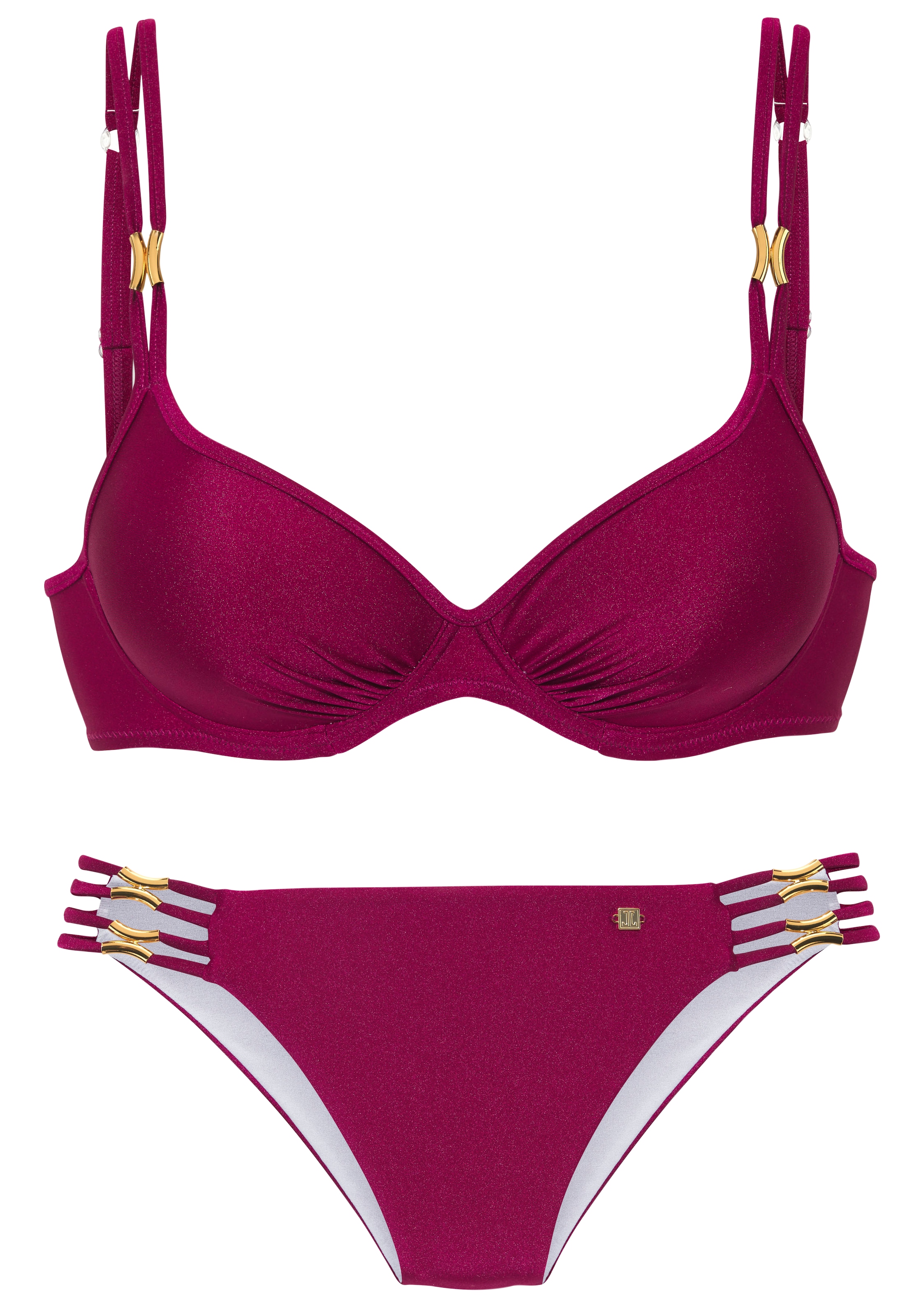 JETTE Bügel-Bikini »Giulia«, mit goldfarbener Glanzbeschichtung und Accessoires