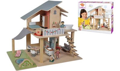 Puppenhaus, (25 tlg.), aus Holz mit Möbeln und Spielfiguren