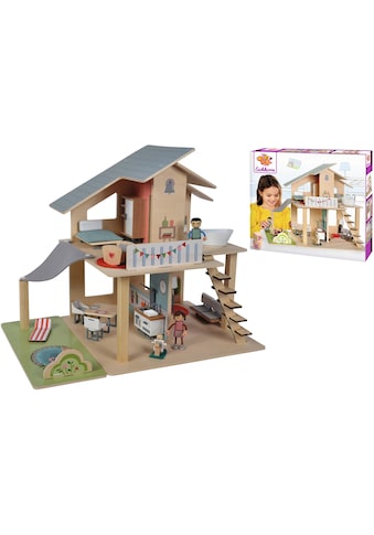 Puppenhaus, (25 tlg.), aus Holz mit Möbeln und Spielfiguren