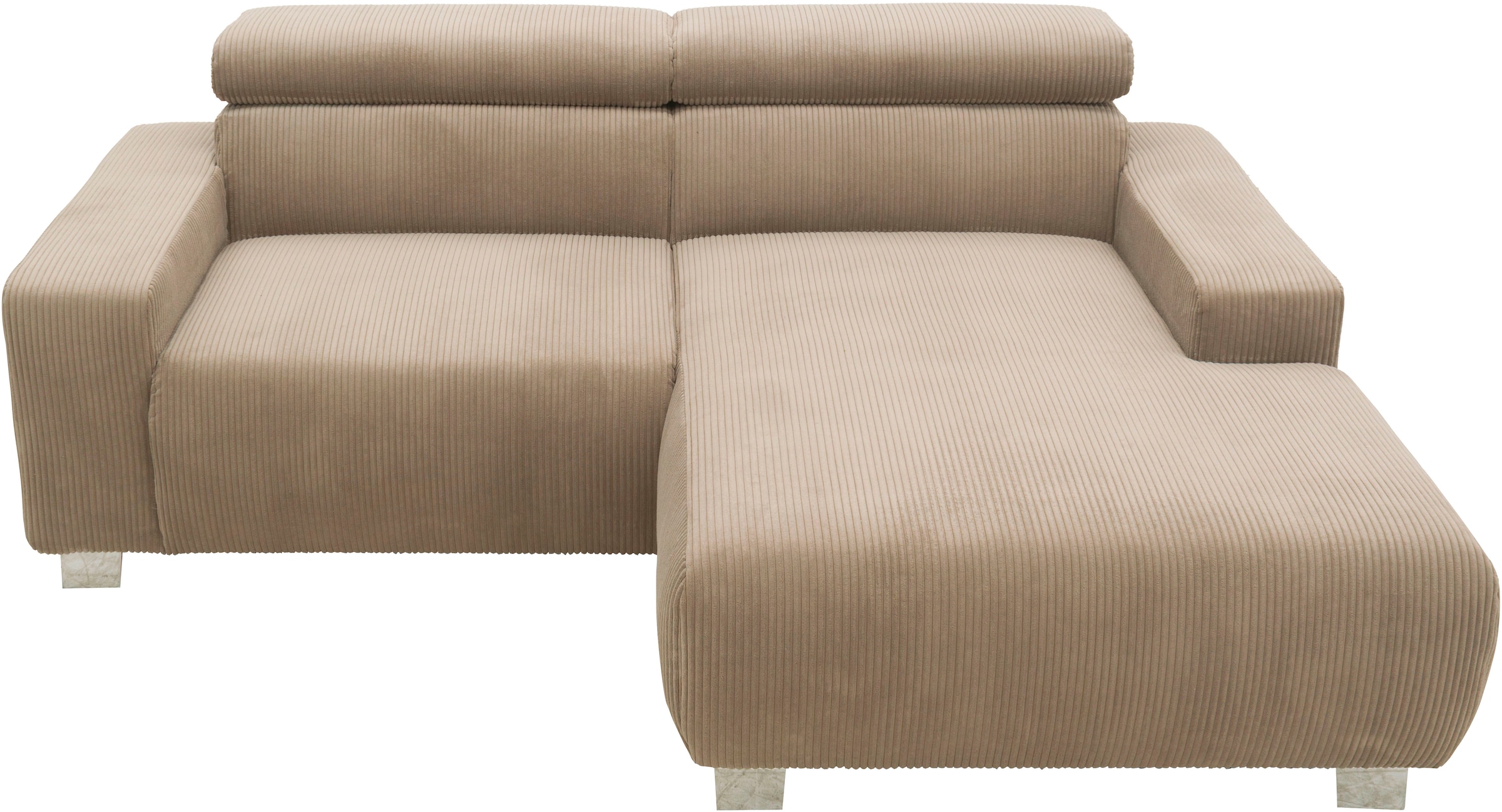 DOMO collection Ecksofa »100030 inkl. Kopfteilverstellung, guter Sitzkomfort, Cordbezug, L-Form«, mit komfortabler Wellenunterfederung, ideal für kleine Räume