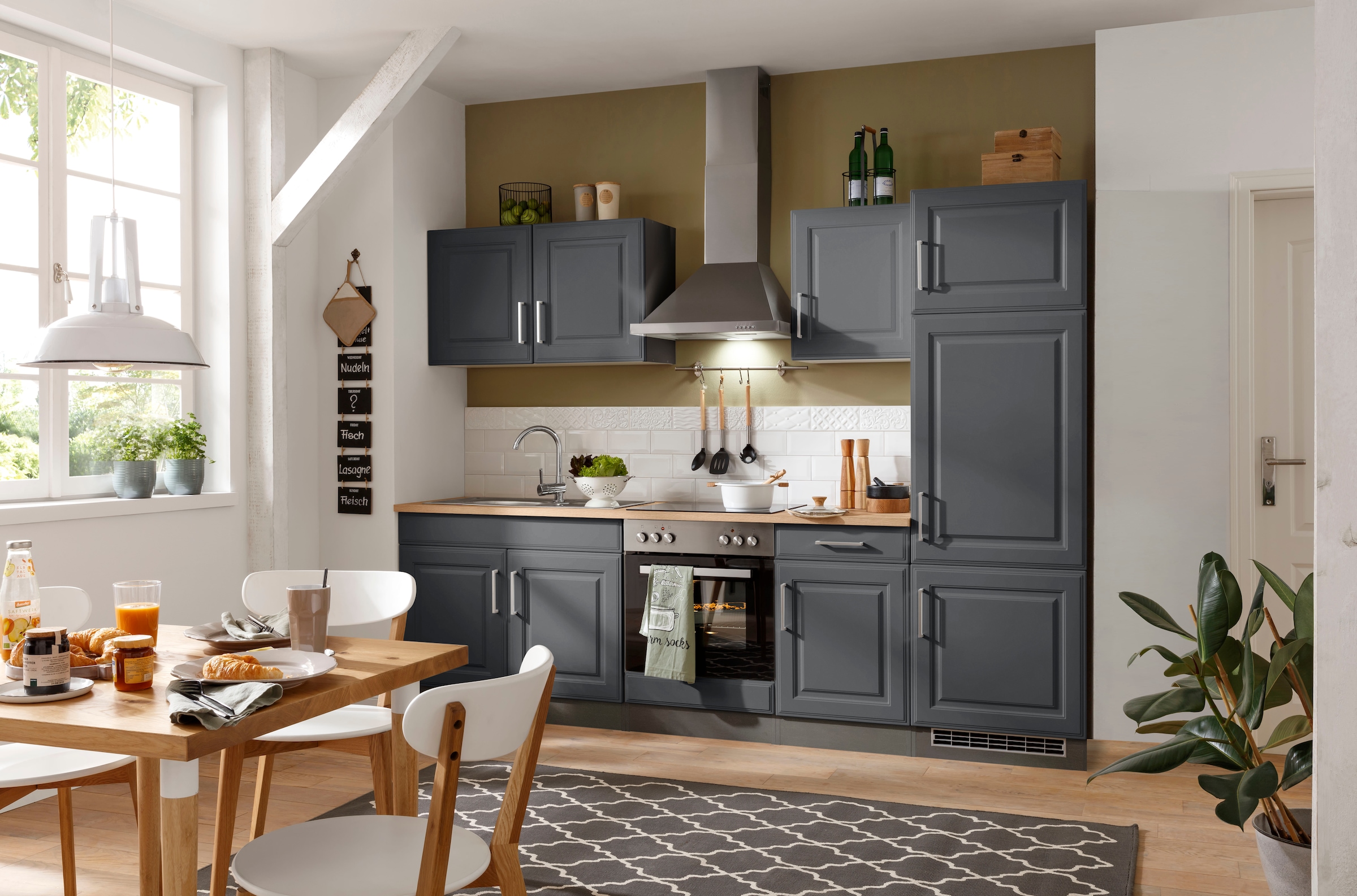 kaufen 270 Küchenzeile hochwertigen HELD MÖBEL Landhaus-Stil mit Breite »Stockholm«, cm, MDF BAUR im Fronten |