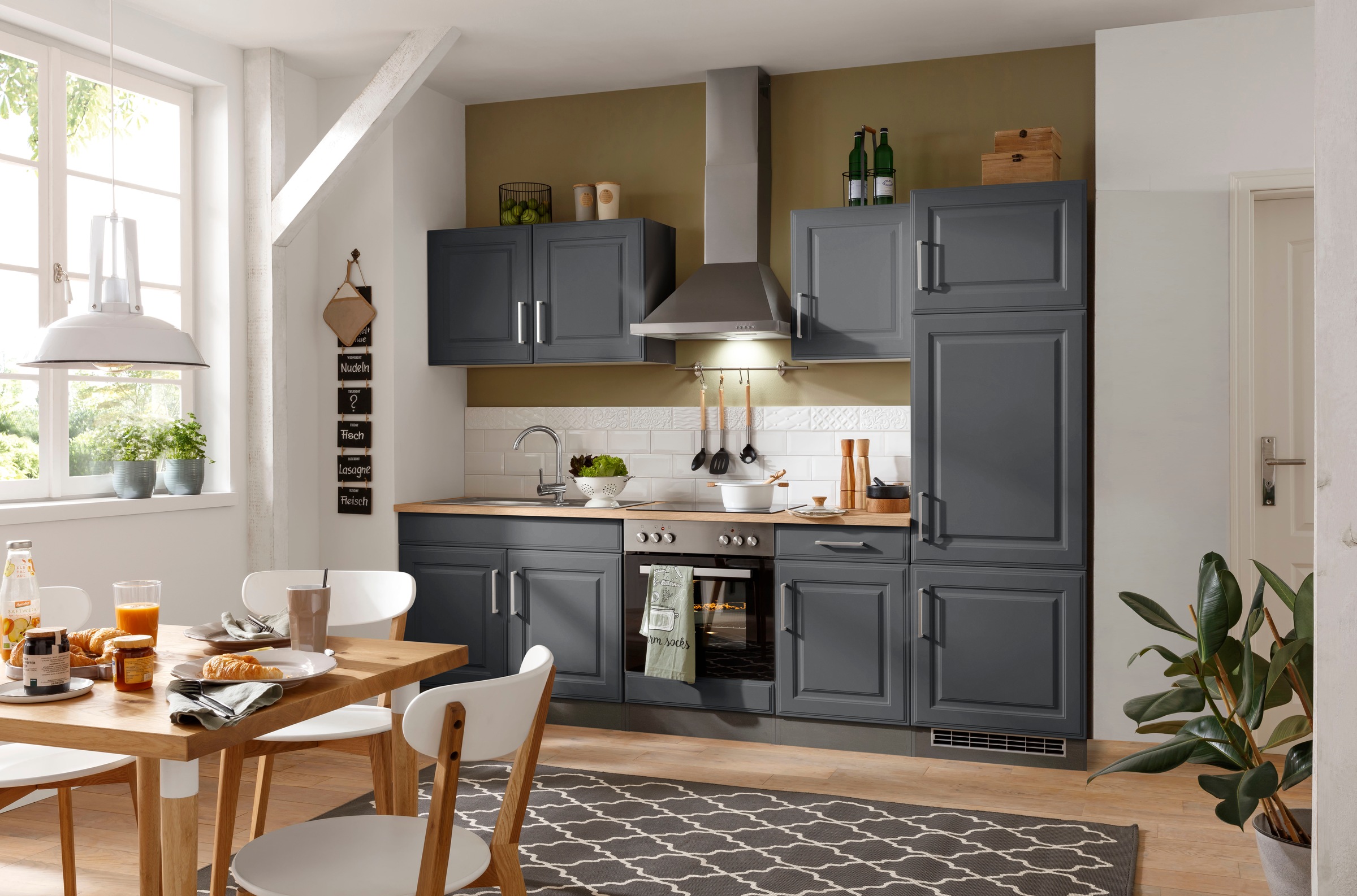 HELD MÖBEL Küchenzeile "Stockholm", Breite 270 cm, mit hochwertigen MDF Fro günstig online kaufen