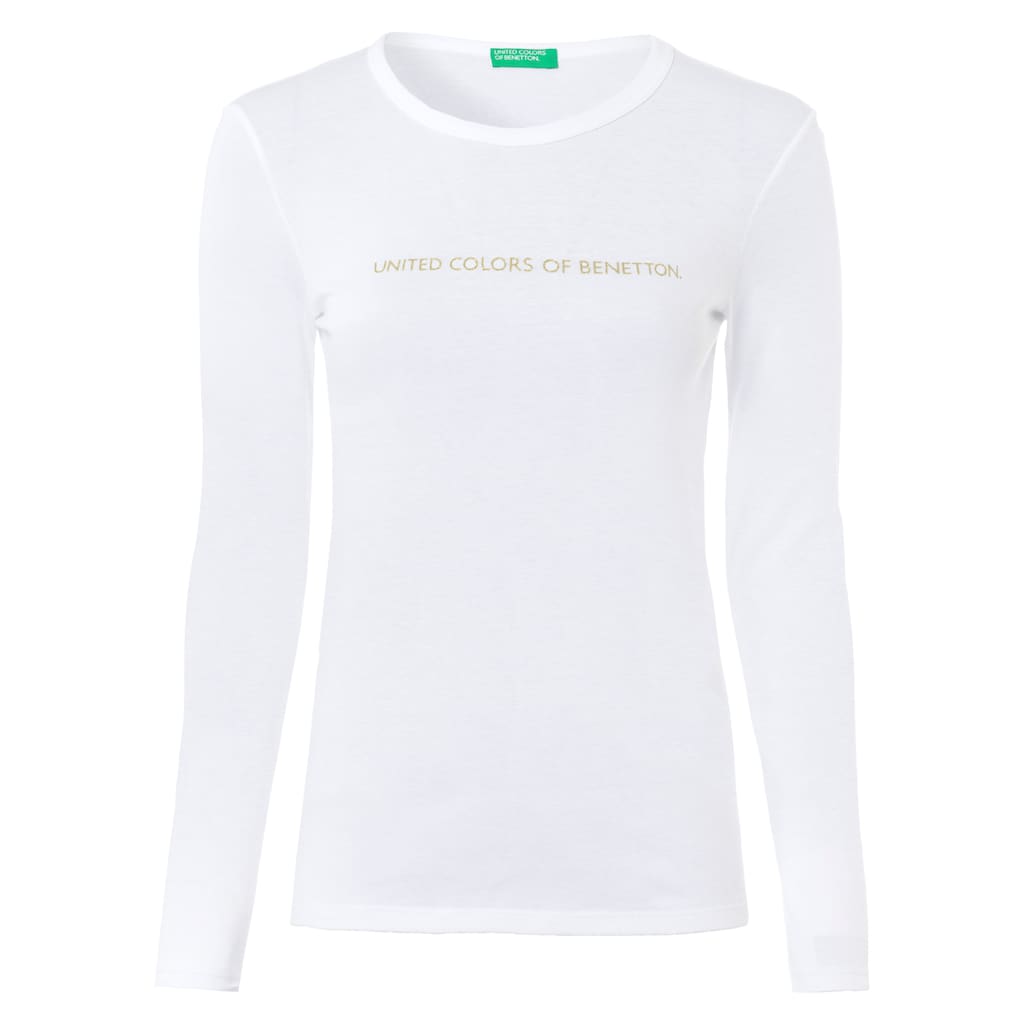 United Colors of Benetton Langarmshirt, mit Glitzereffekt Labelprint