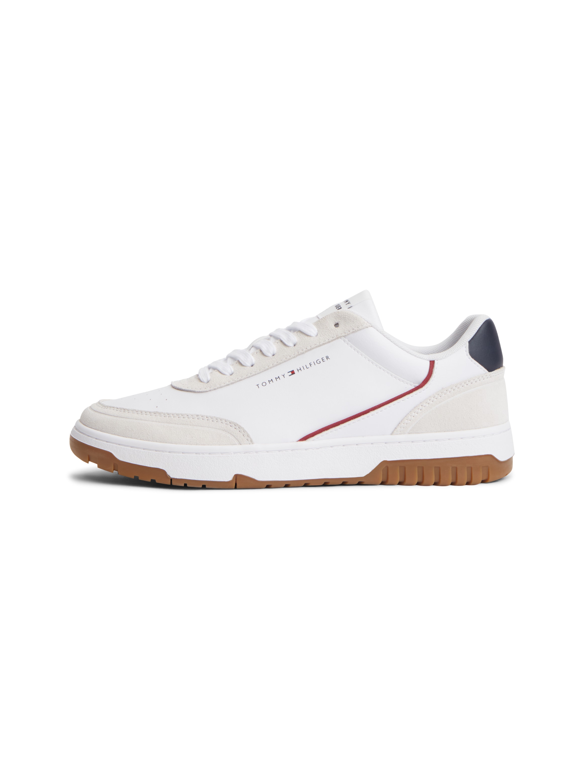 Tommy Hilfiger Sneaker »TH BASKET CORE LEATHER SUEDE MIX«  Halbschuh, Freizeitschuh, Schnürschuh mit Lochmuster, im Basket-Look