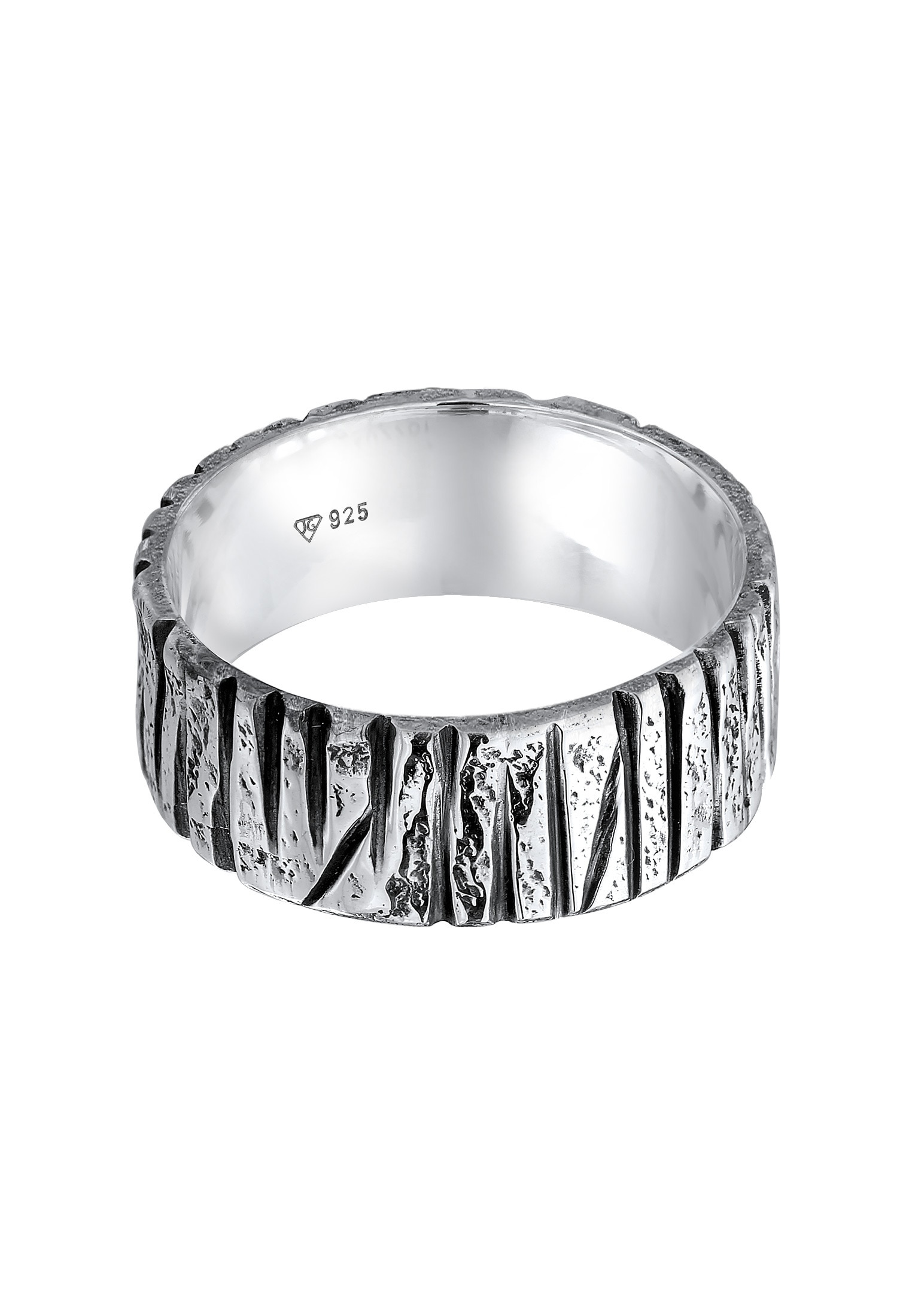 Kuzzoi Silberring »Bandring Breit Struktur Gehämmert 925 Silber«