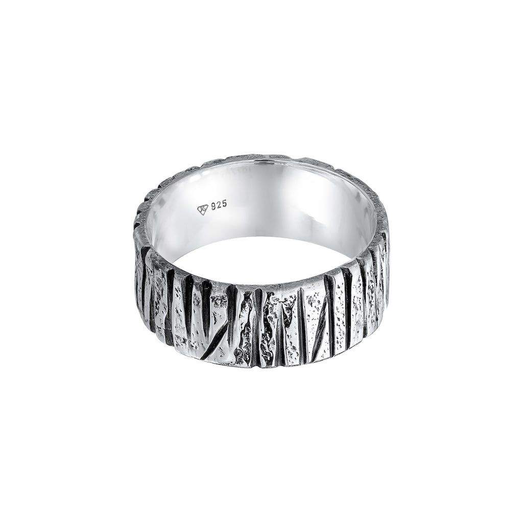 Kuzzoi Silberring »Bandring Breit Struktur Gehämmert 925 Silber«