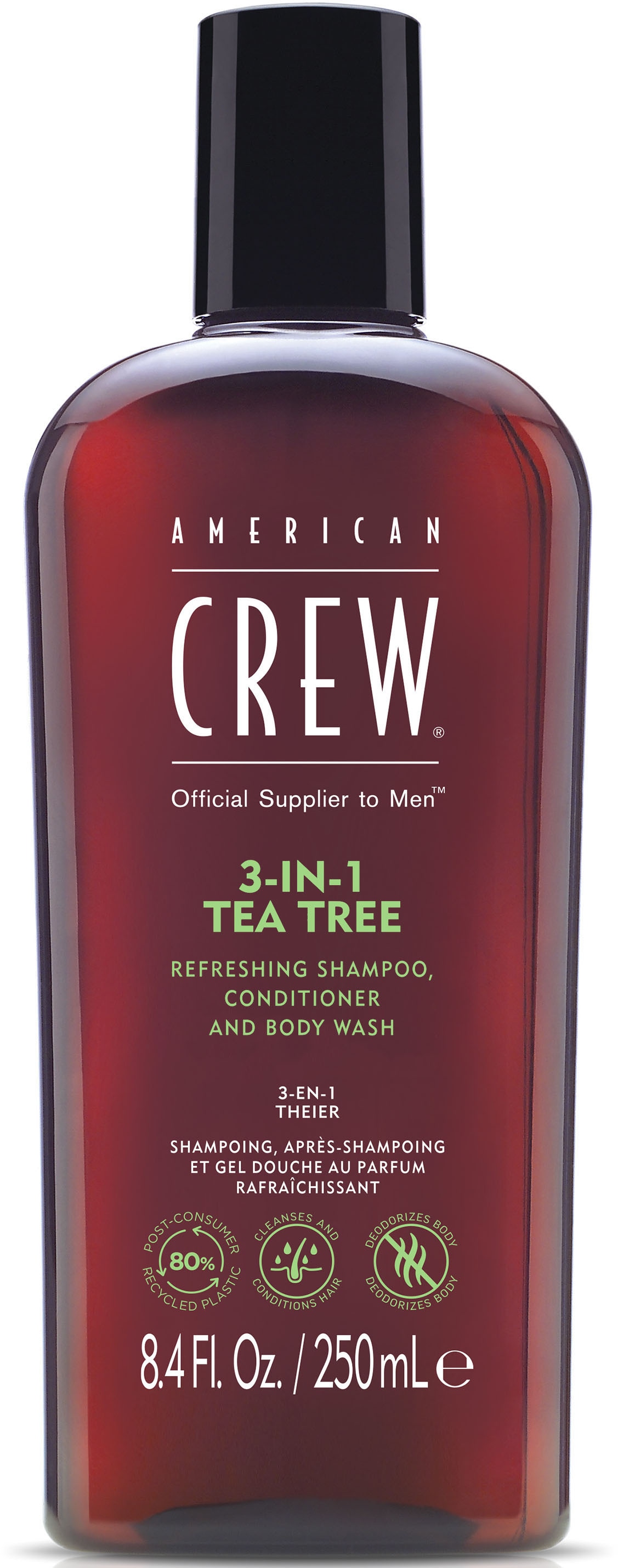 American Crew Haarshampoo »3In1 Tea Tree Shampoo. Conditioner & Body Wash 250 ml«, (1 tlg.)