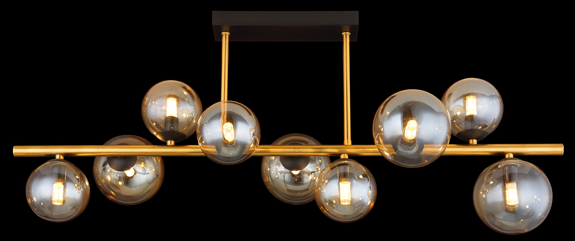 GLOBO LIGHTING Deckenleuchte »RIHA« G9 1 Stk. Warmweiß Deckenleuchte Schwarz/Messing, Amberglas, 5 Gläser, LED G9