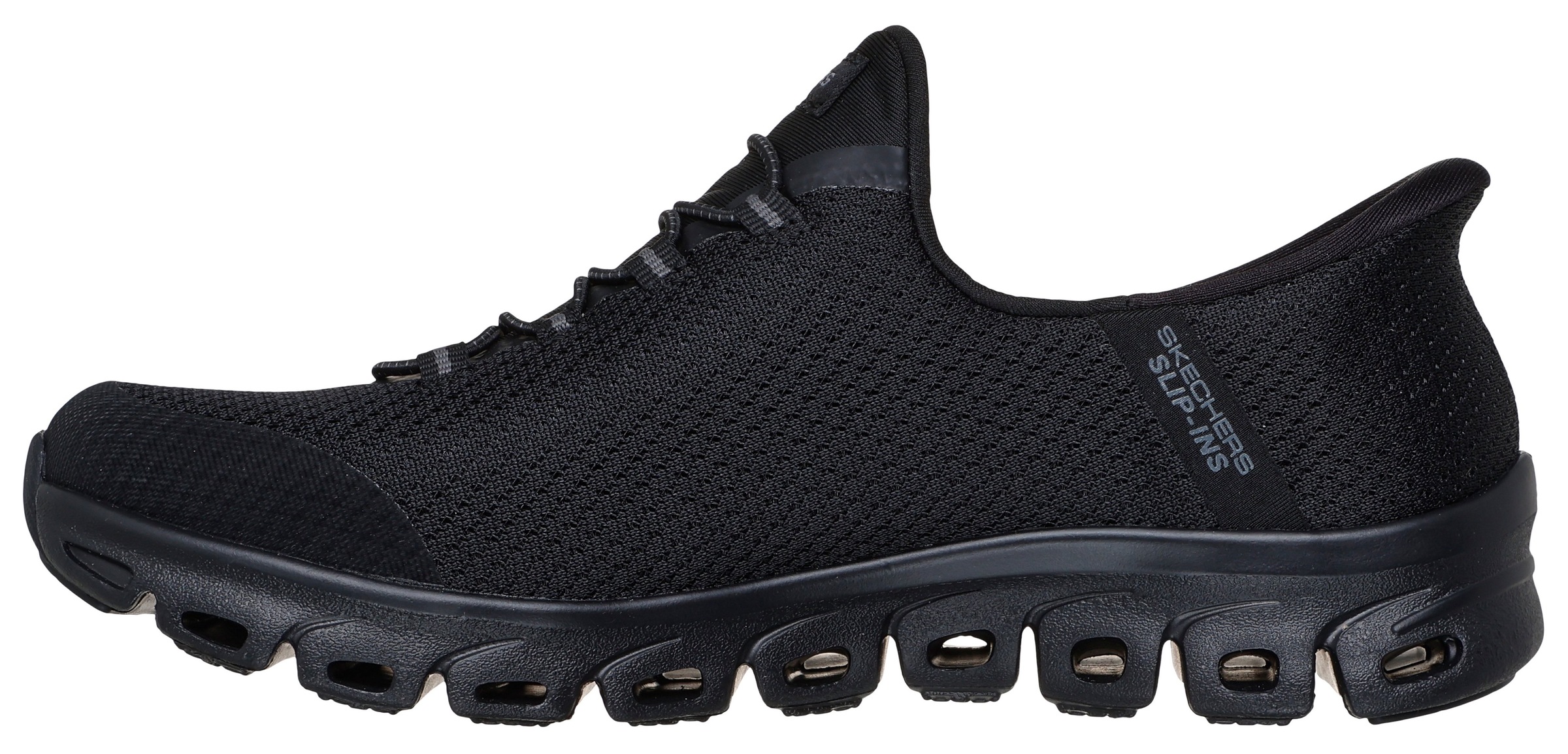 Slip-On Sneaker SKECHERS "GLIDE-STEP-PURSUIT", Damen, Gr. 40, schwarz, Textil, unifarben, Schuhe, Freizeitschuh mit elastischem Einstieg 3